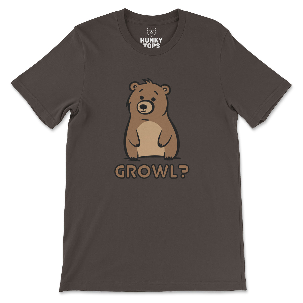 Growl Bear T-Shirt - Hunky Tops #color_Brown