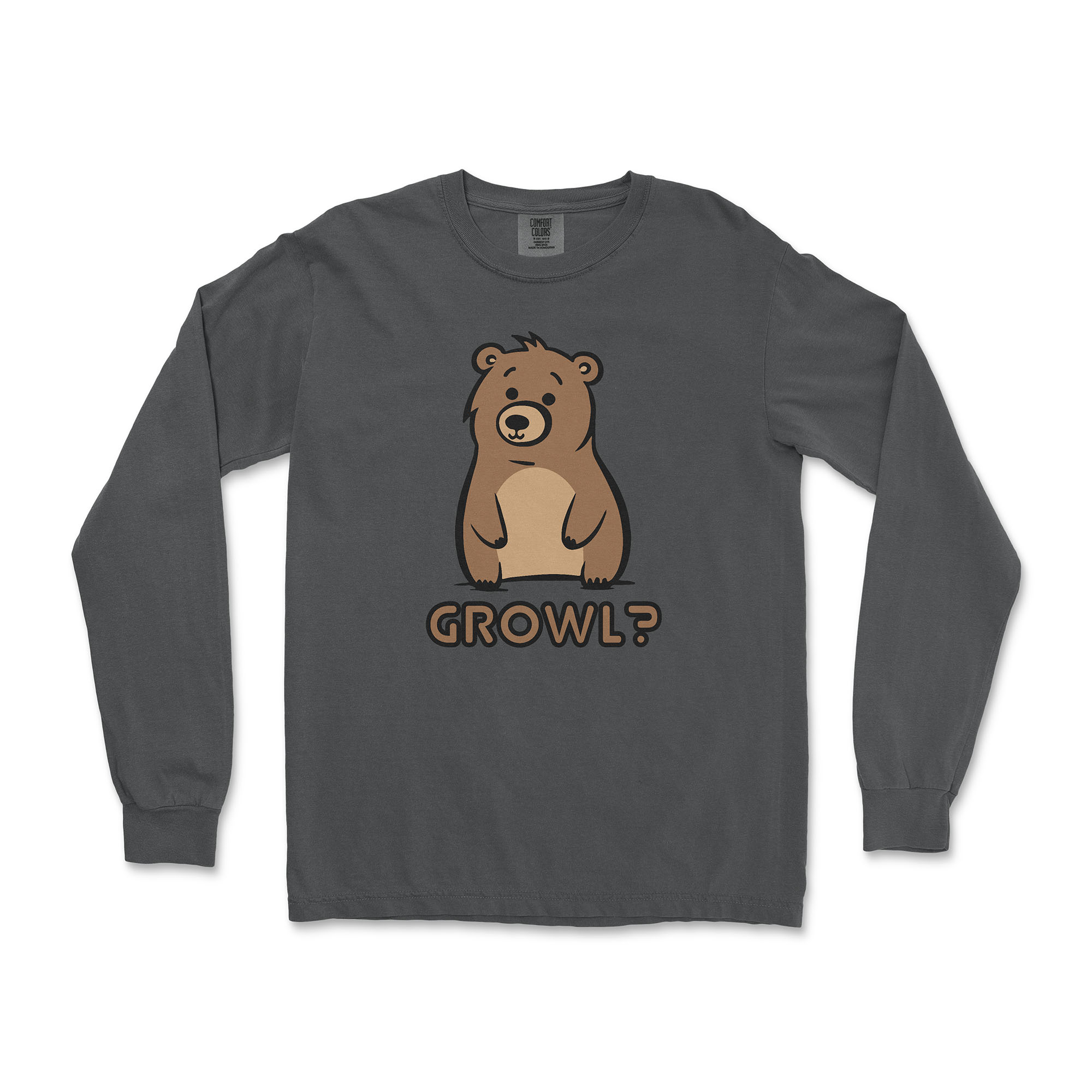 Growl? Bear Long-Sleeve T-Shirt - Hunky Tops #color_Graphite