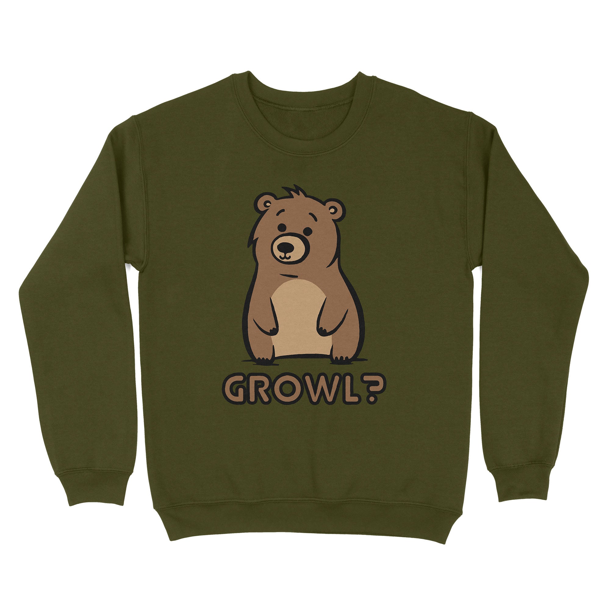 Growl Bear Sweatshirt - Hunky Tops #color_Military Green