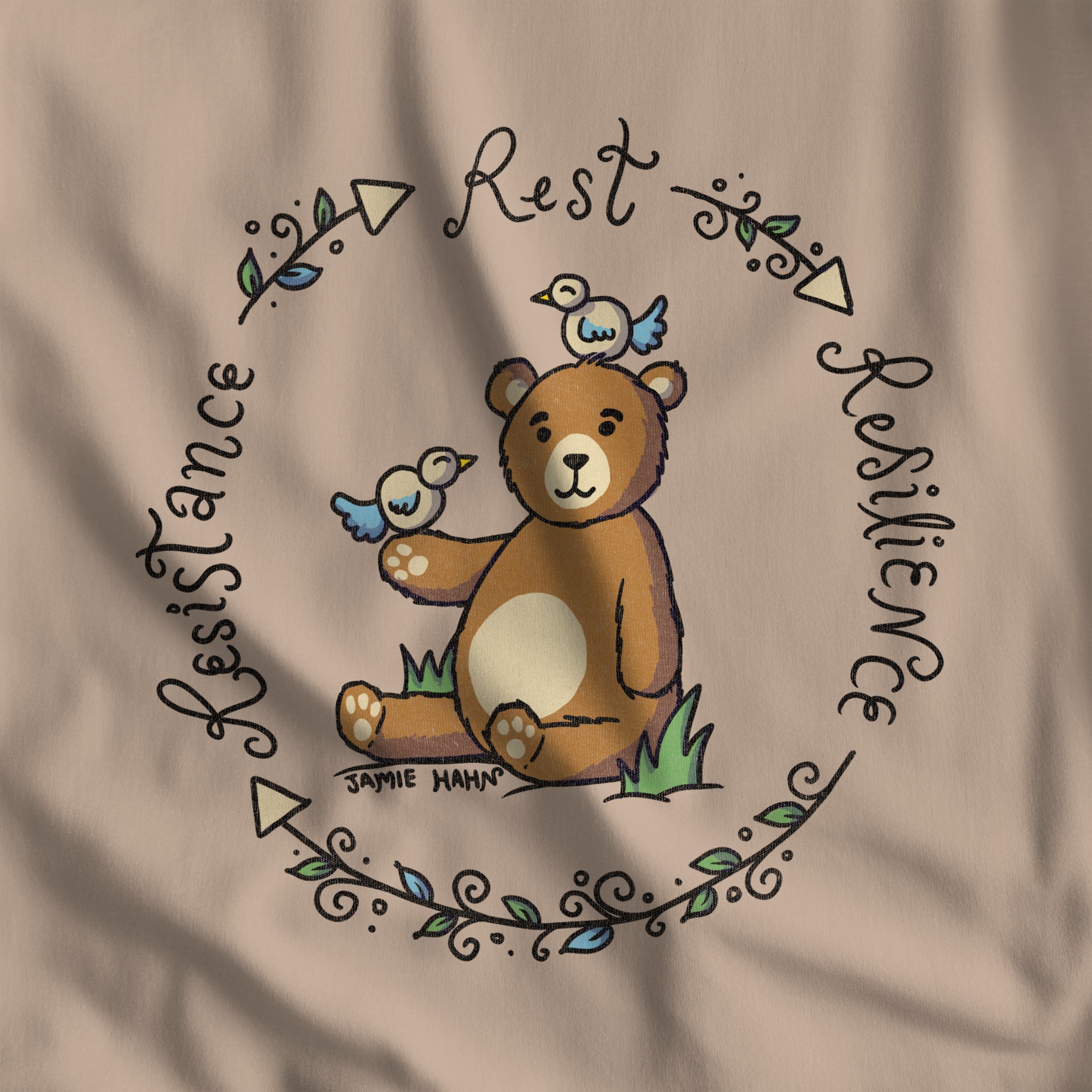 Rest -> Resilience -> Resistance T-Shirt - Hunky Tops #color_Tan