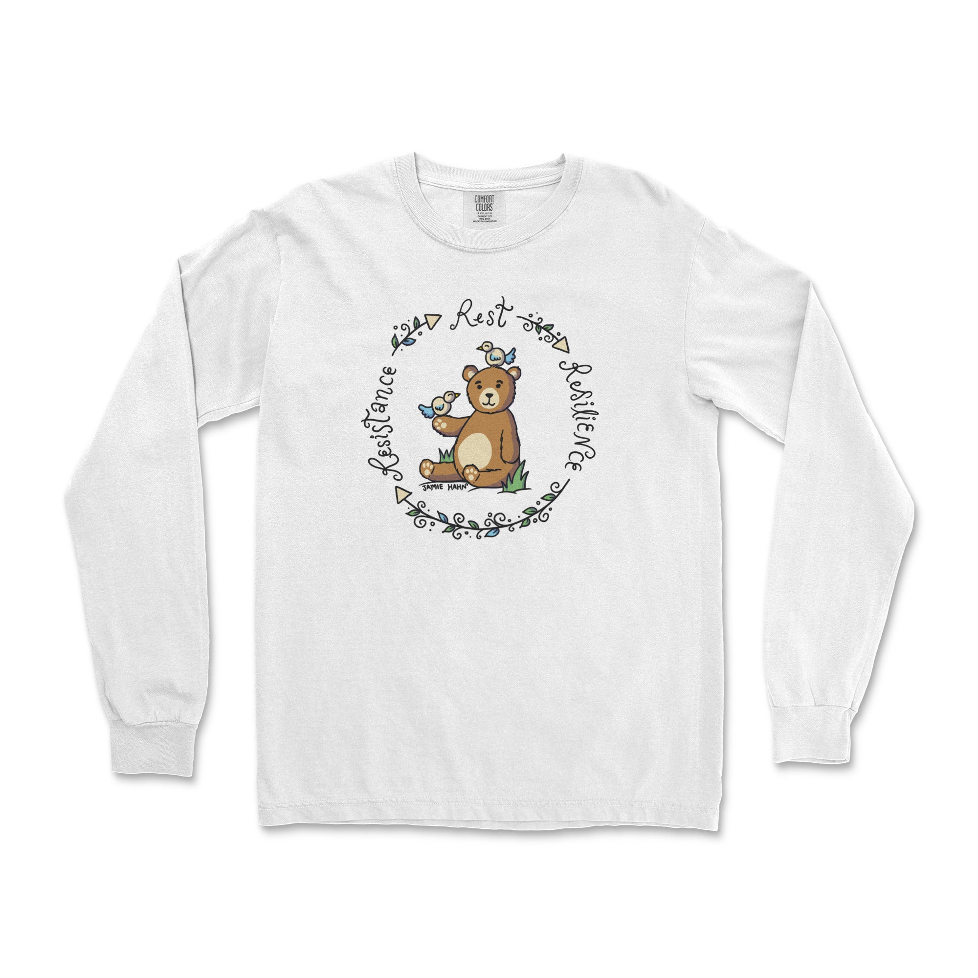 Rest -> Resilience -> Resistance Long-Sleeve T-Shirt - Hunky Tops #color_White