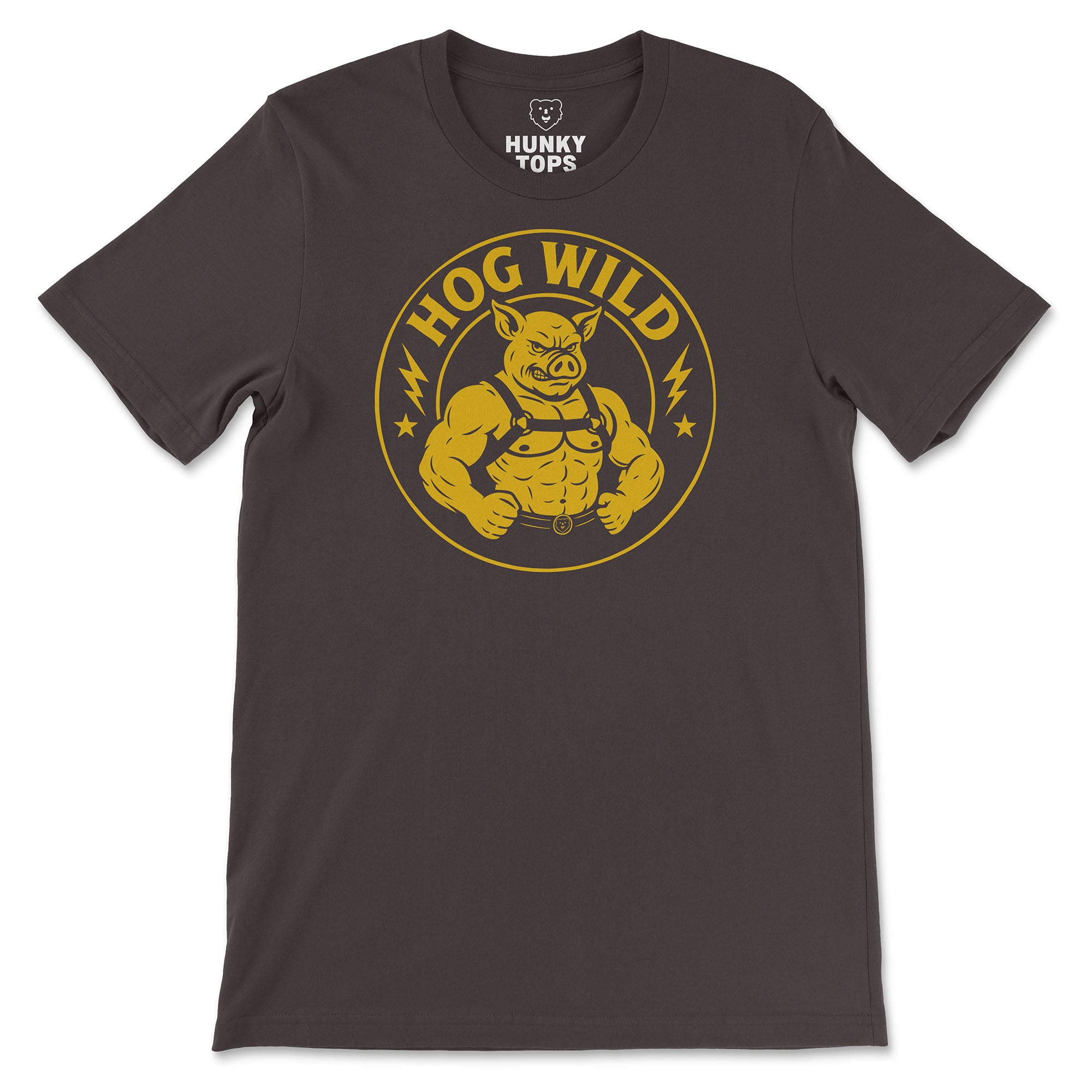 Hog Wild T-Shirt - Hunky Tops #color_Brown