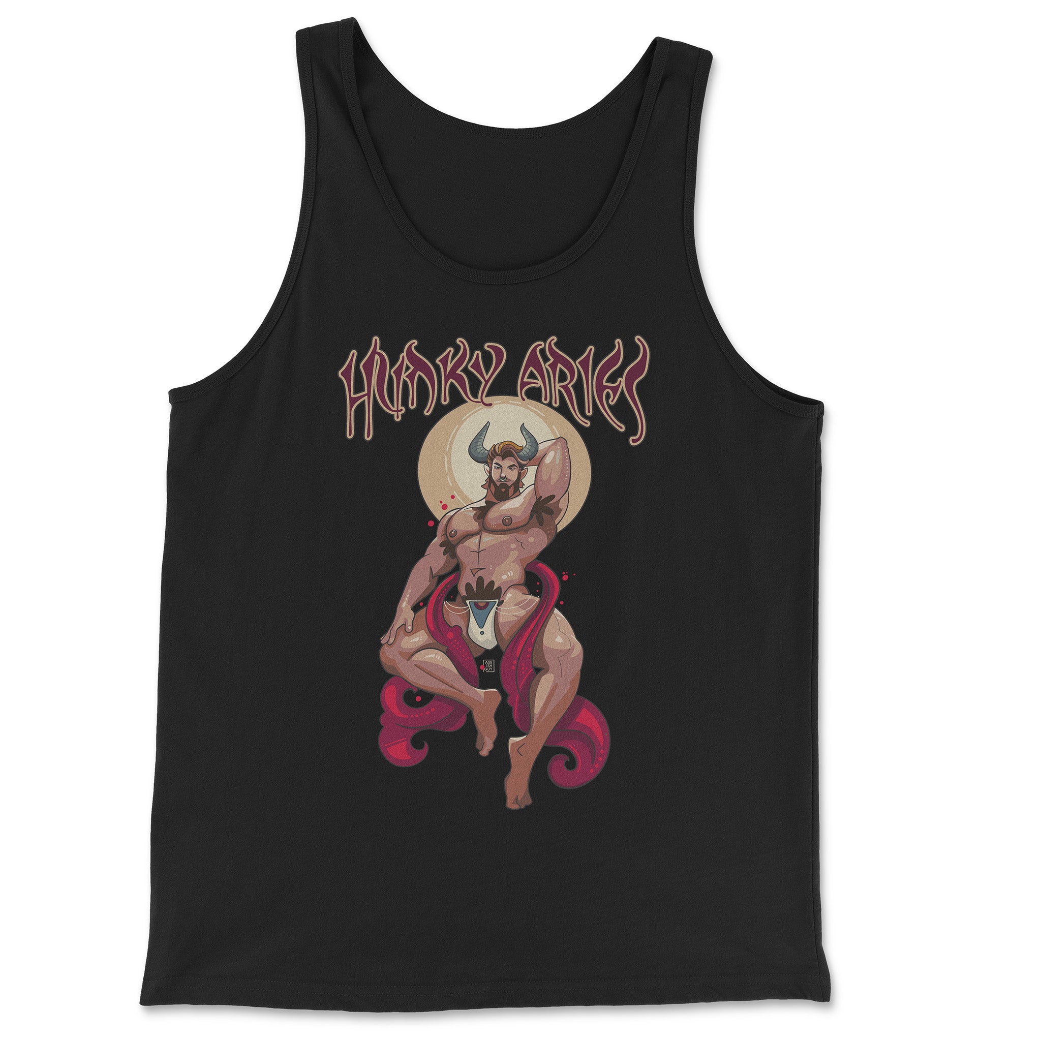 Hunky Aries Zodiac Tank Top by Axeish Guy - Hunky Tops #color_Black