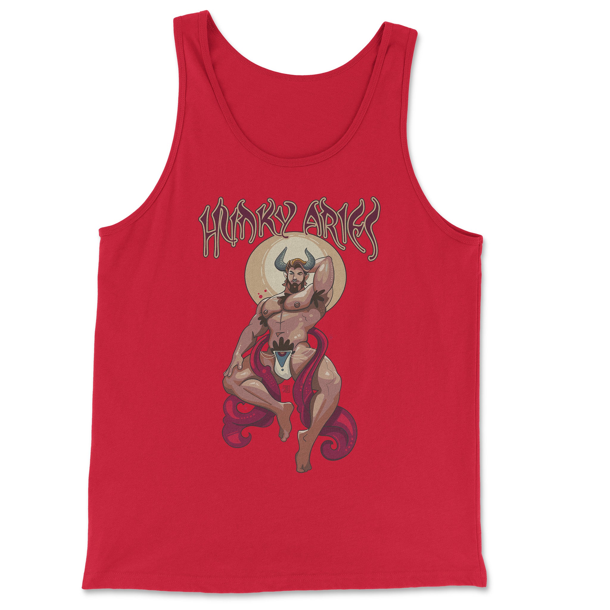 Hunky Aries Zodiac Tank Top by Axeish Guy - Hunky Tops #color_Red