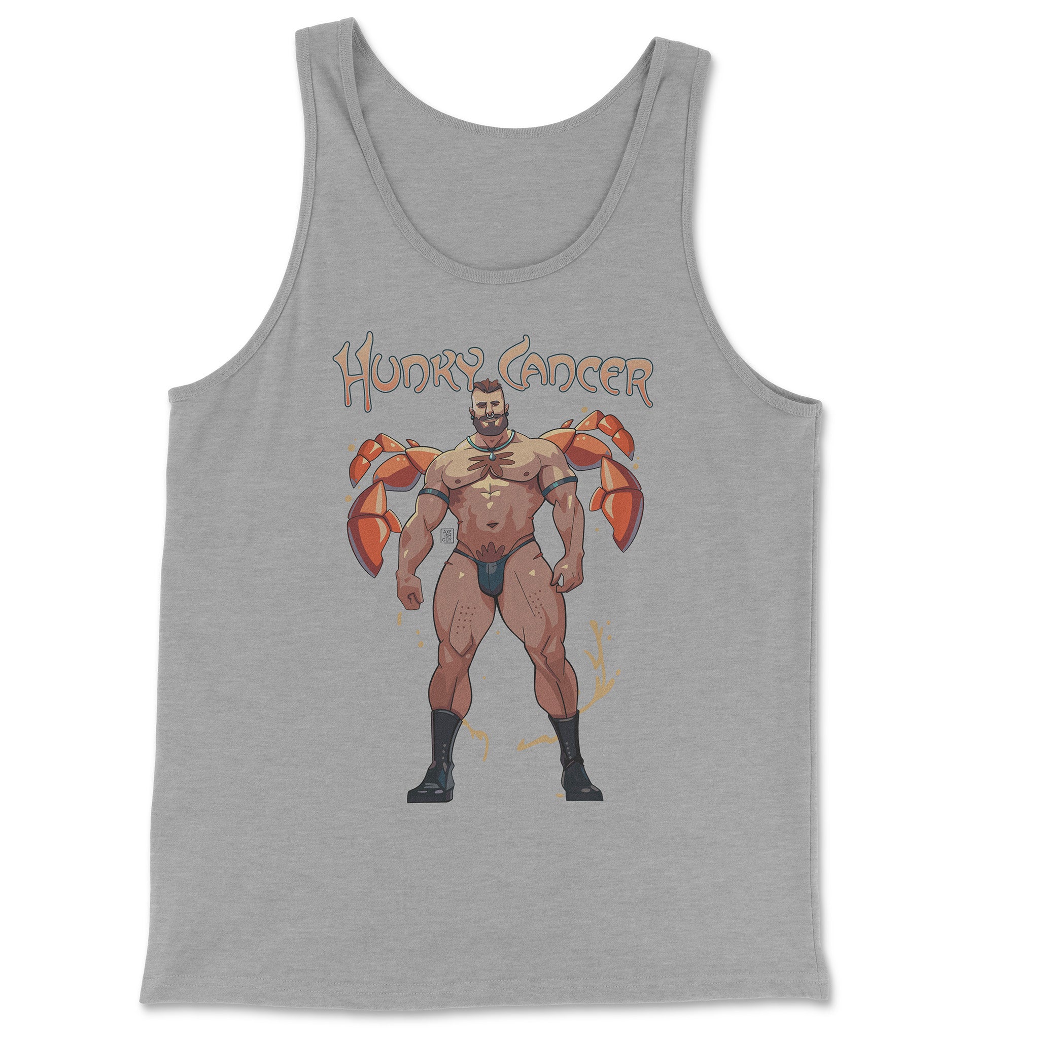 Hunky Cancer Zodiac Tank Top by Axeish Guy - Hunky Tops #color_Athletic Heather
