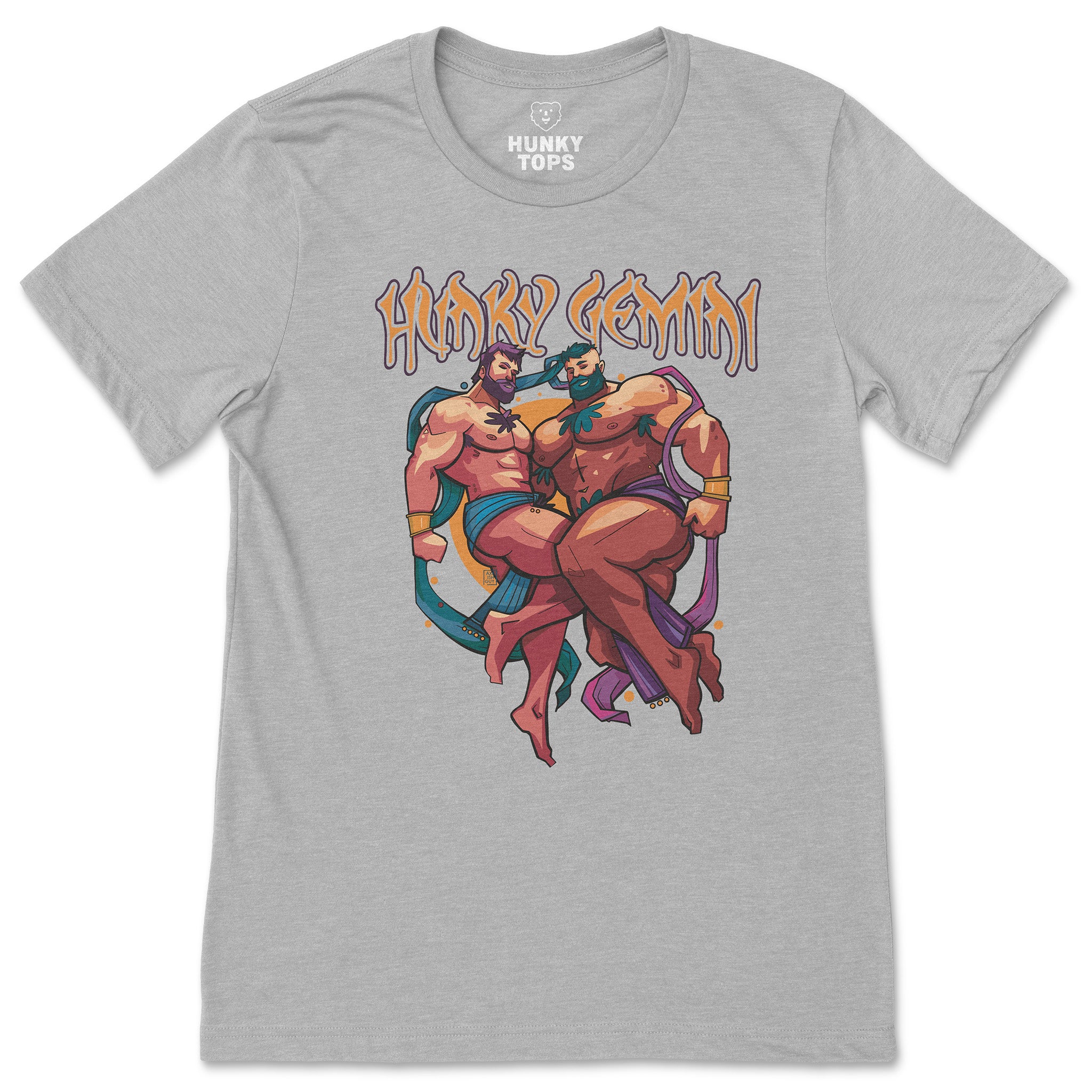 Hunky Gemini Zodiac T-Shirt by Axeish Guy - Hunky Tops #color_Athletic Heather
