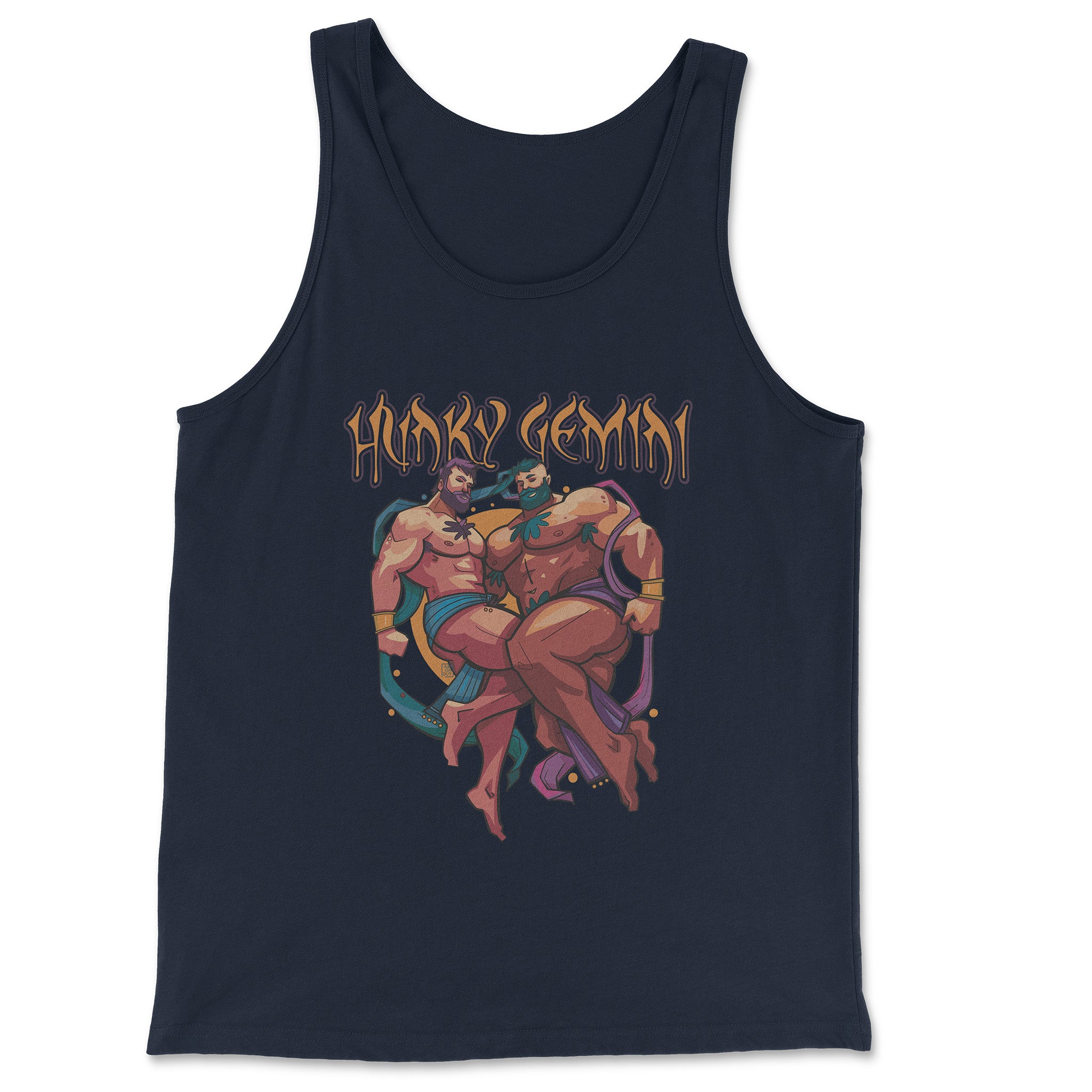 Hunky Gemini Zodiac Tank Top by Axeish Guy - Hunky Tops #color_Navy