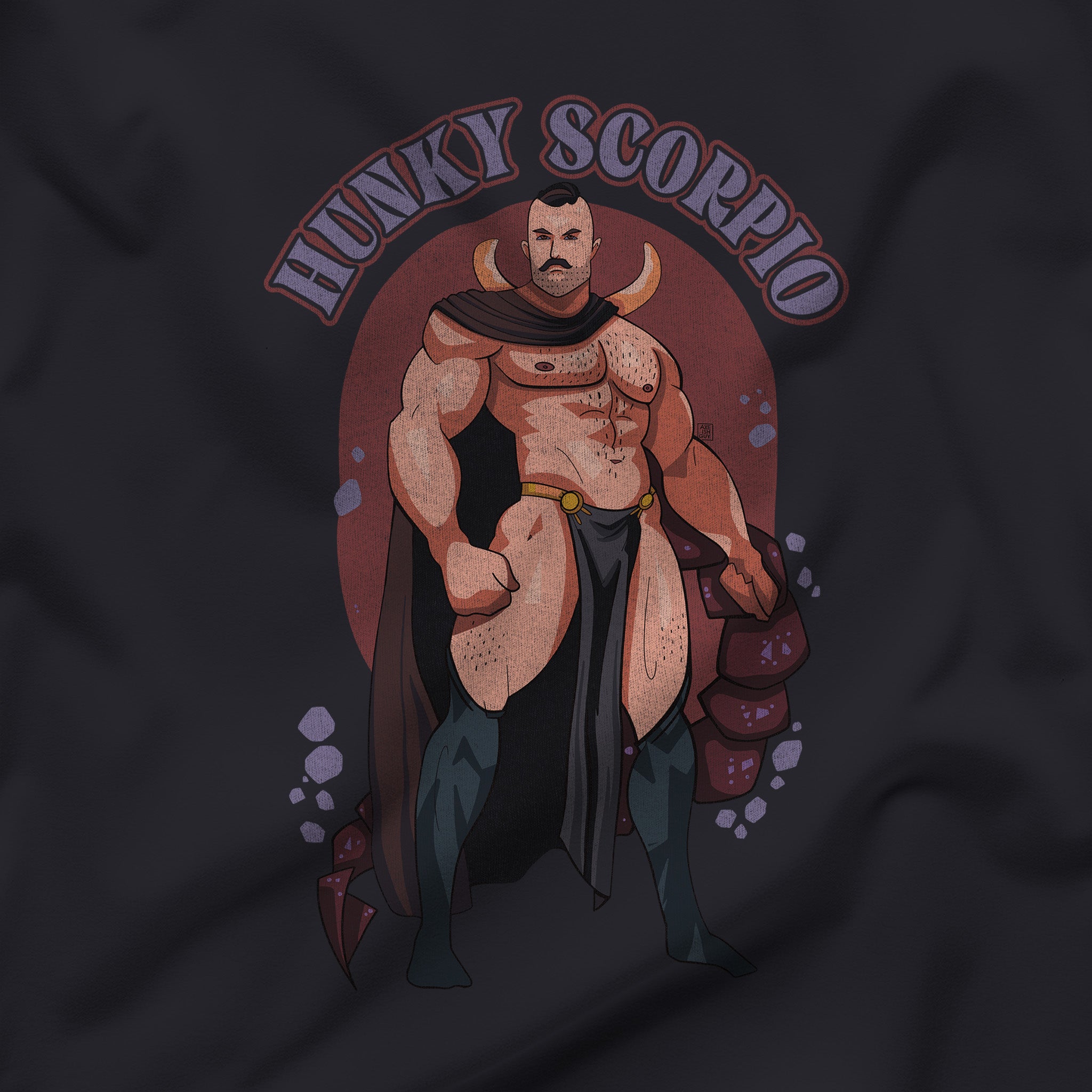 HUNKY SCORPIO ZODIAC T-SHIRT BY AXEISH GUY - Hunky Tops #color_Dark Grey