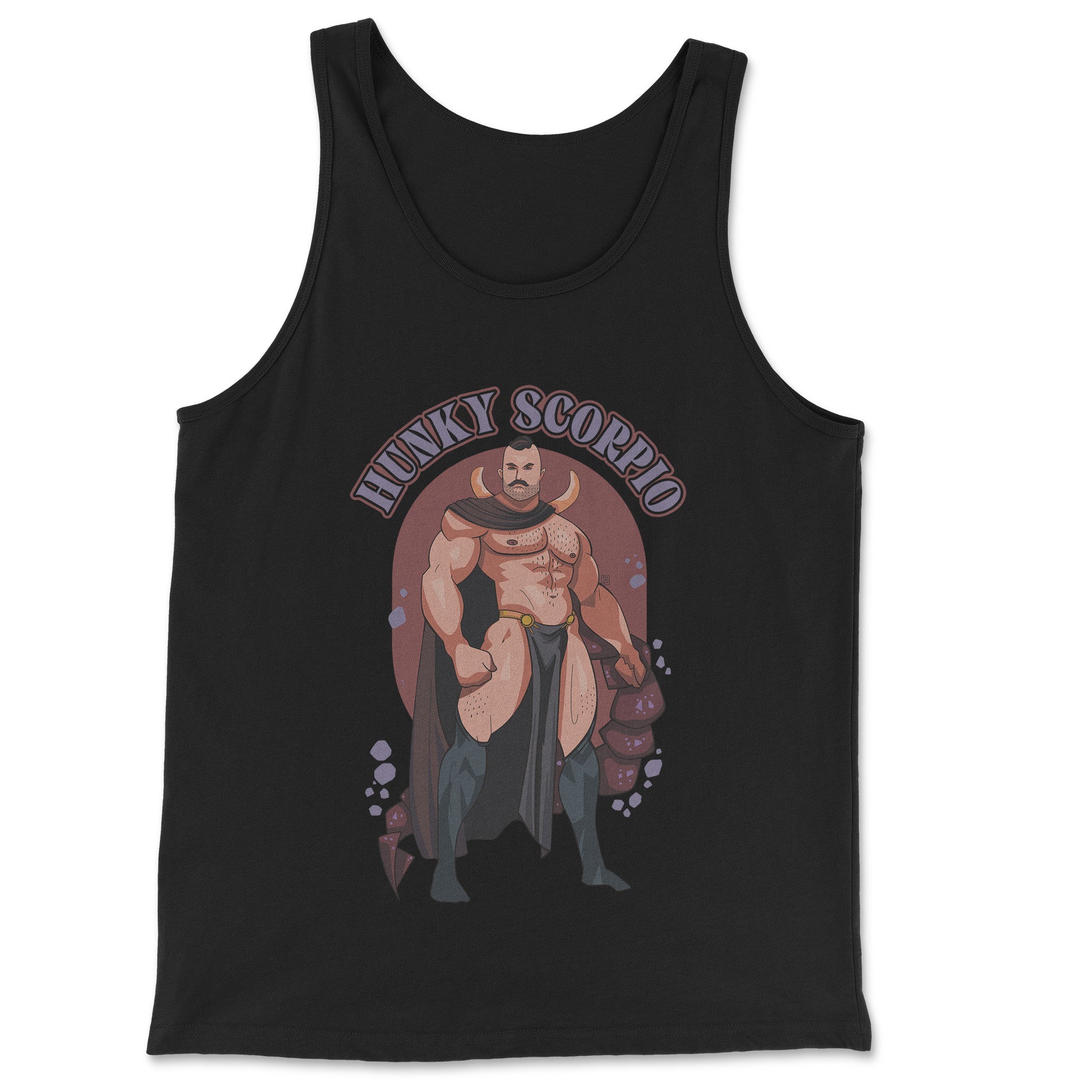 HUNKY SCORPIO ZODIAC TANK-TOP BY AXEISH GUY - Hunky Tops #color_Black