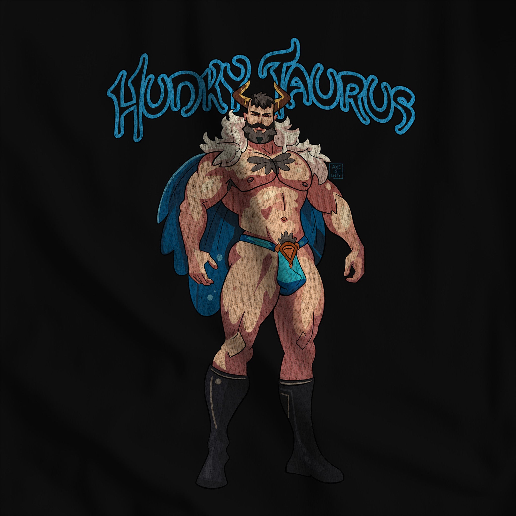 Hunky Taurus Zodiac T-Shirt by Axeish Guy - Hunky Tops #color_Black