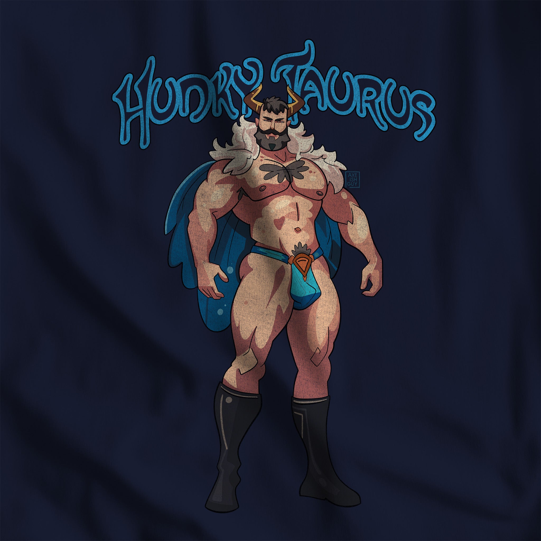 Hunky Taurus Zodiac T-Shirt by Axeish Guy - Hunky Tops #color_Navy