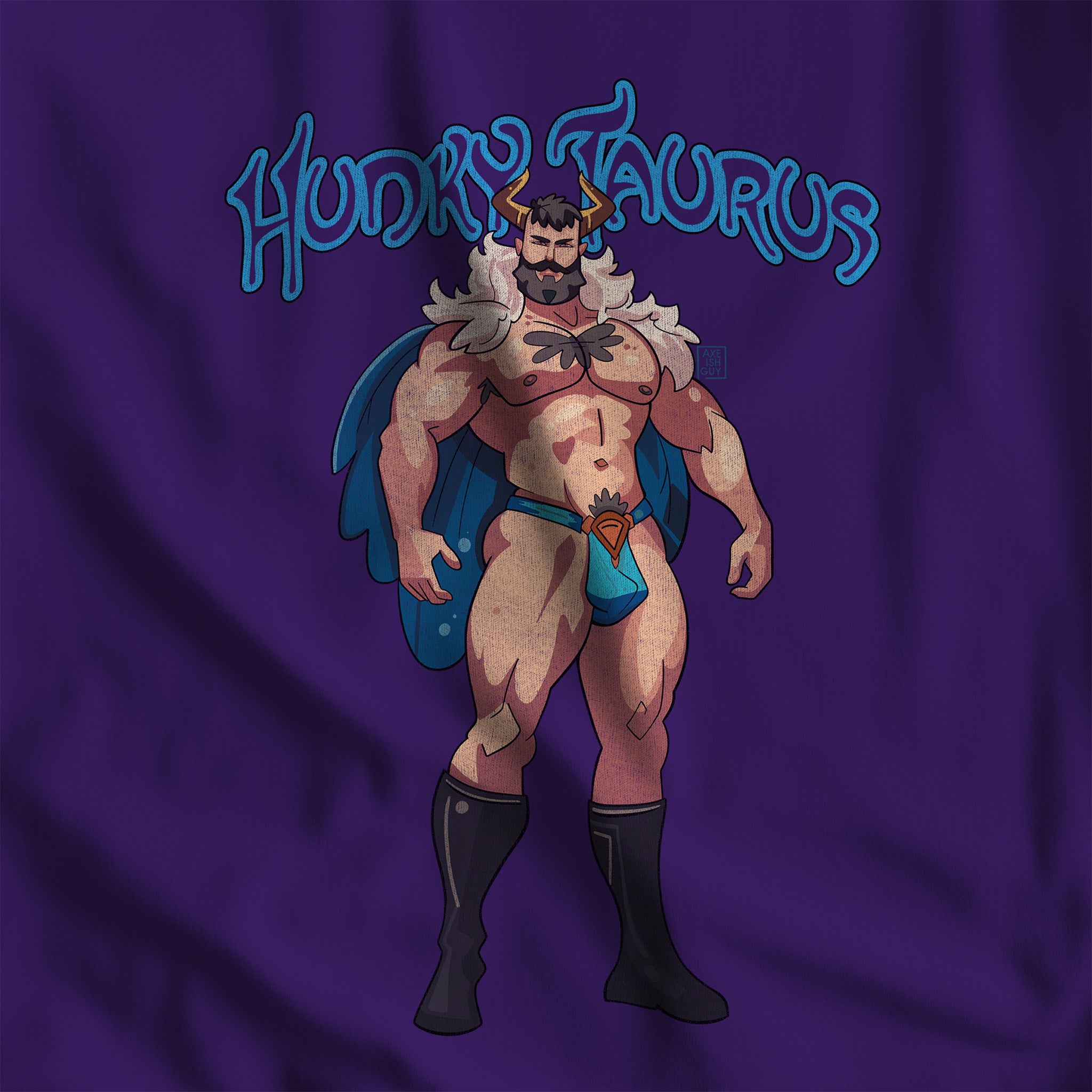 Hunky Taurus Zodiac T-Shirt by Axeish Guy - Hunky Tops #color_Team Purple