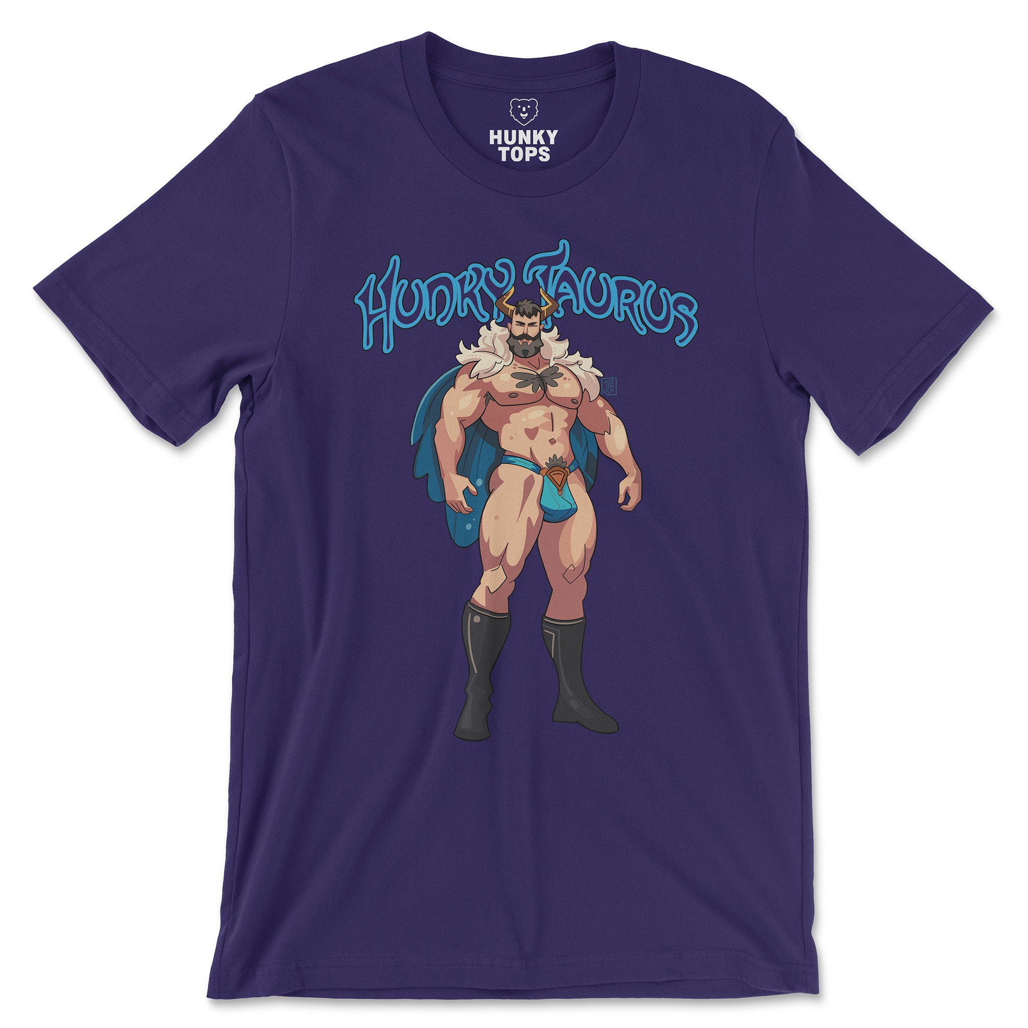 Hunky Taurus Zodiac T-Shirt by Axeish Guy - Hunky Tops #color_Team Purple