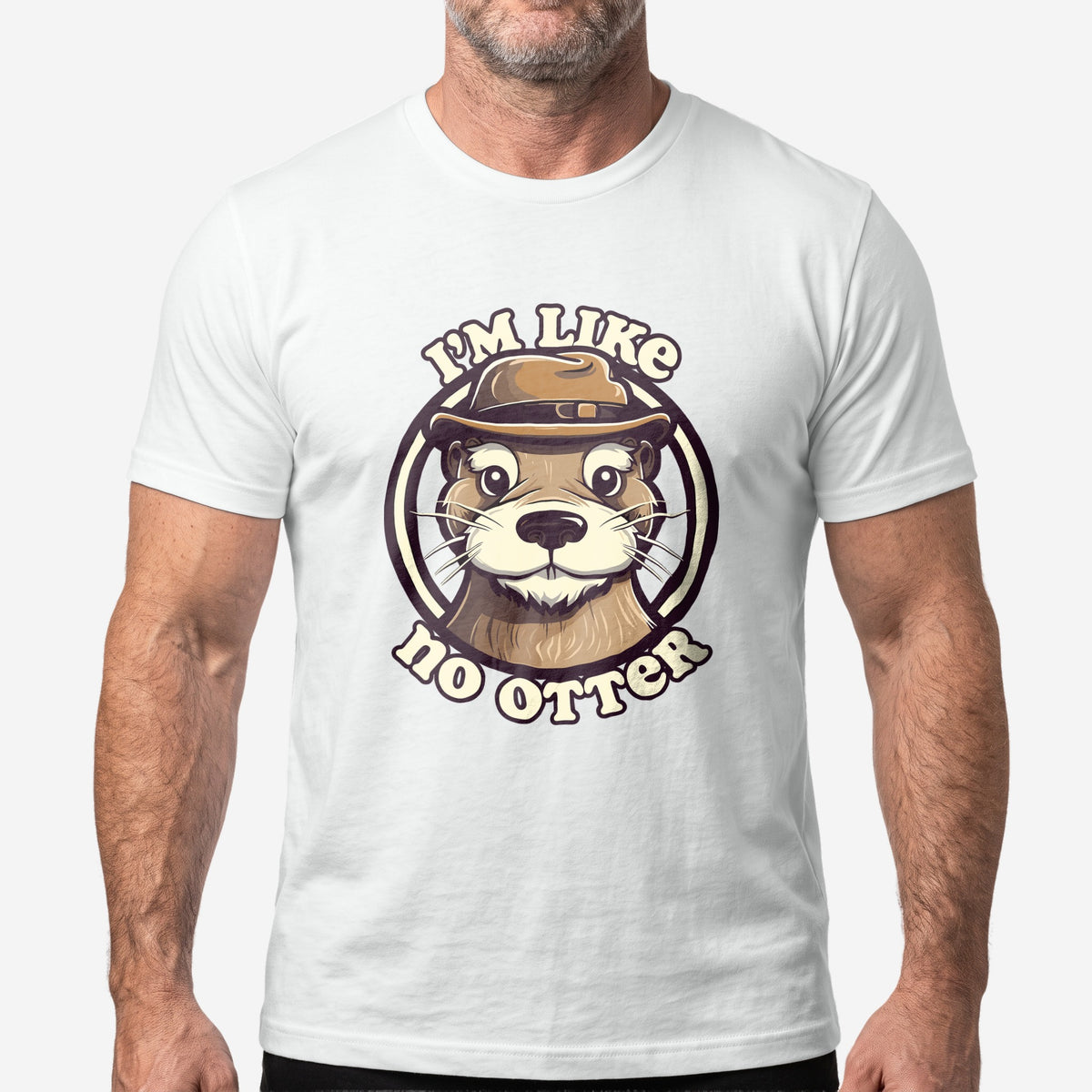 "I'm Like No Otter" T-Shirt worn by a model, white t-shirt #color_White