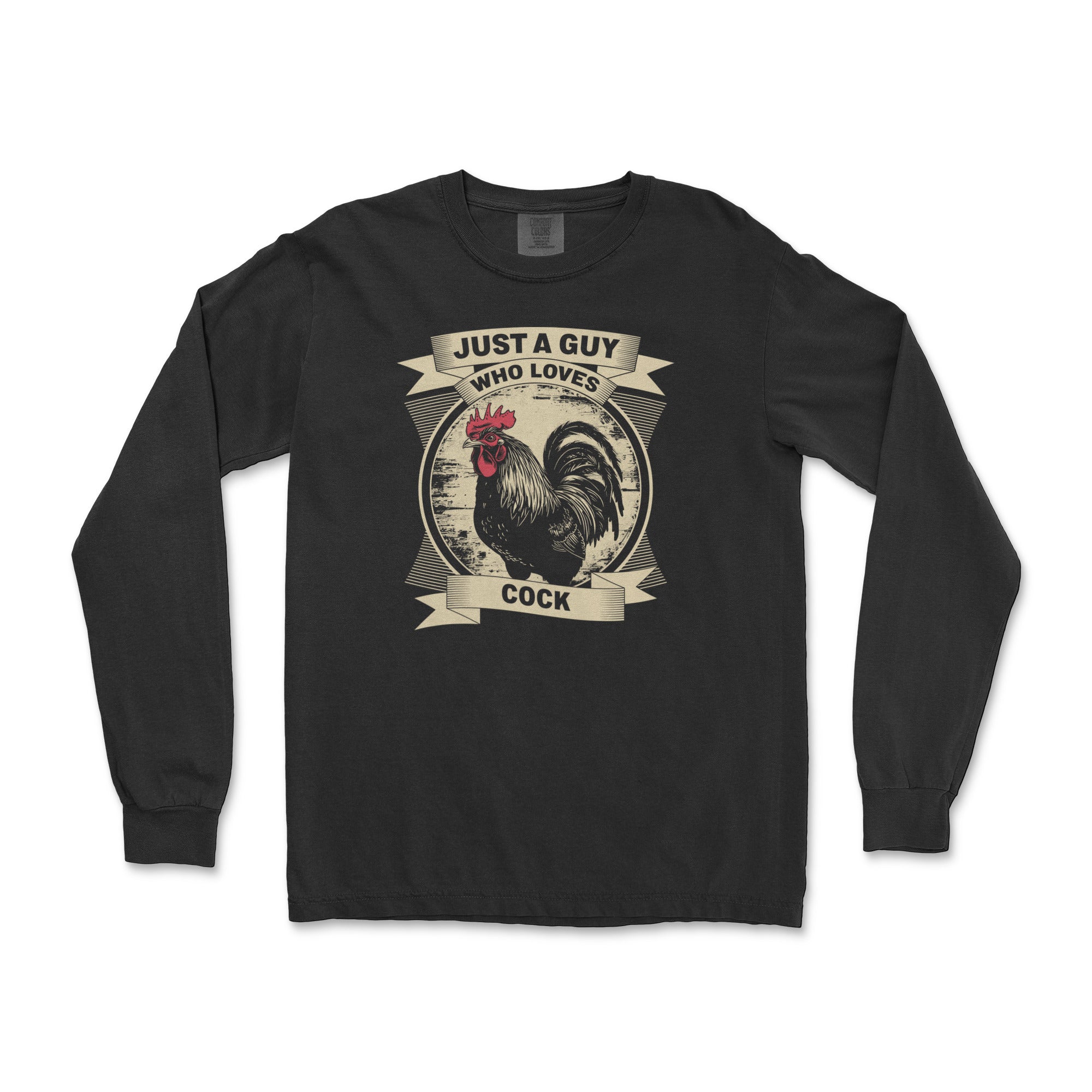 Just a Guy Who Loves Cock Long-Sleeve T-Shirt - Hunky Tops #color_Black