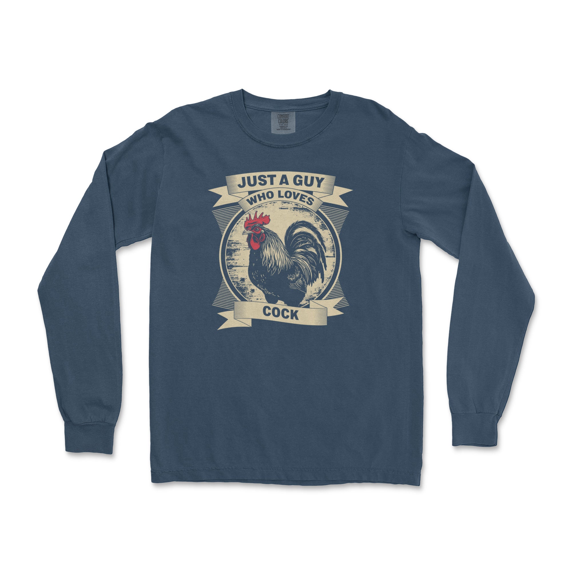 Just a Guy Who Loves Cock Long-Sleeve T-Shirt - Hunky Tops #color_True Navy