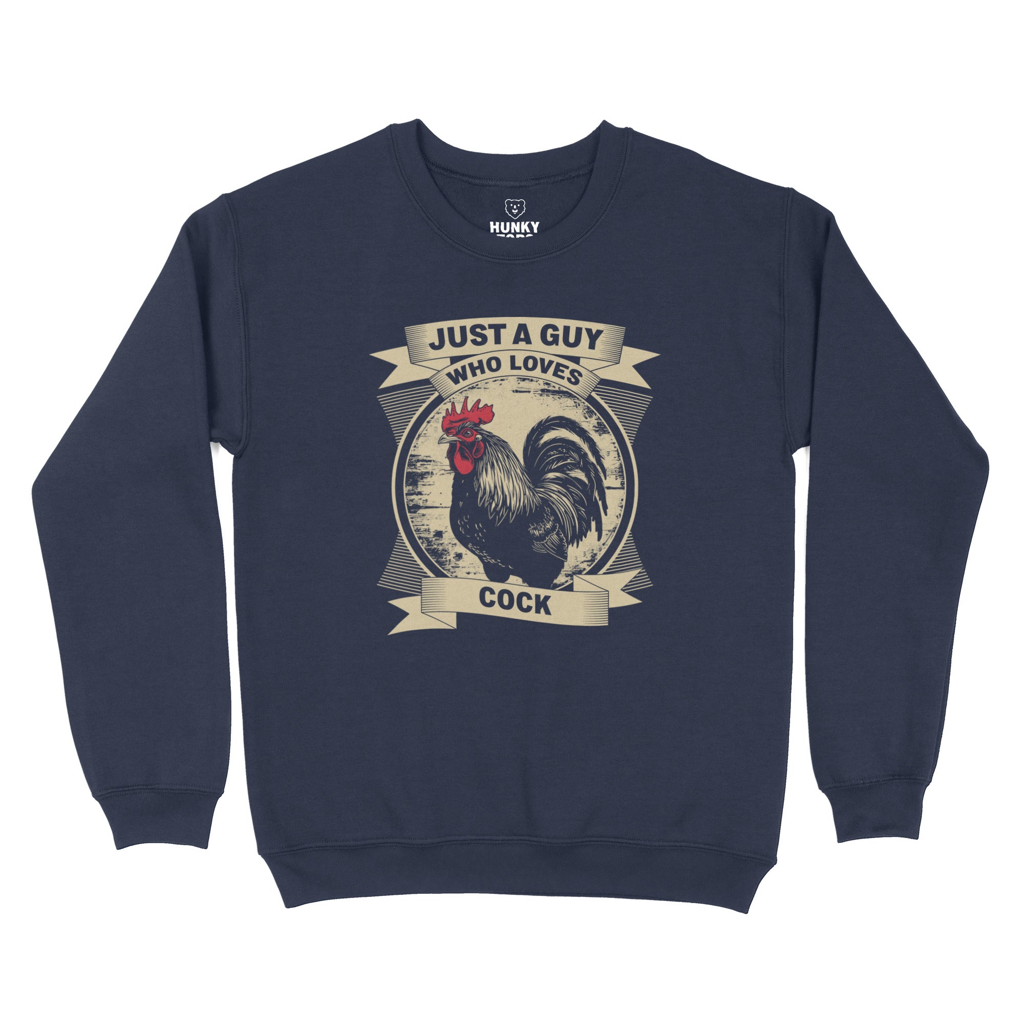 Just a Guy Who Loves Cock Sweatshirt - Hunky Tops #color_Navy