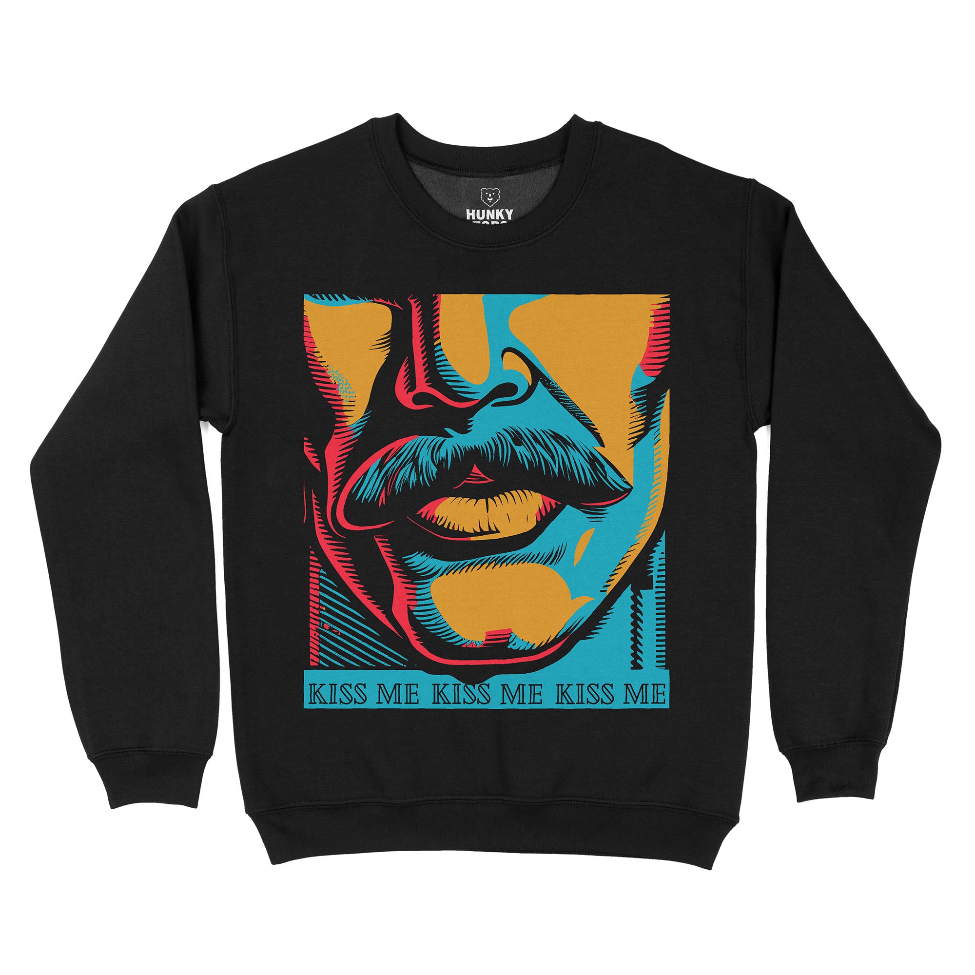 Kiss Me Gay Sweatshirt - Hunky Tops #color_Black