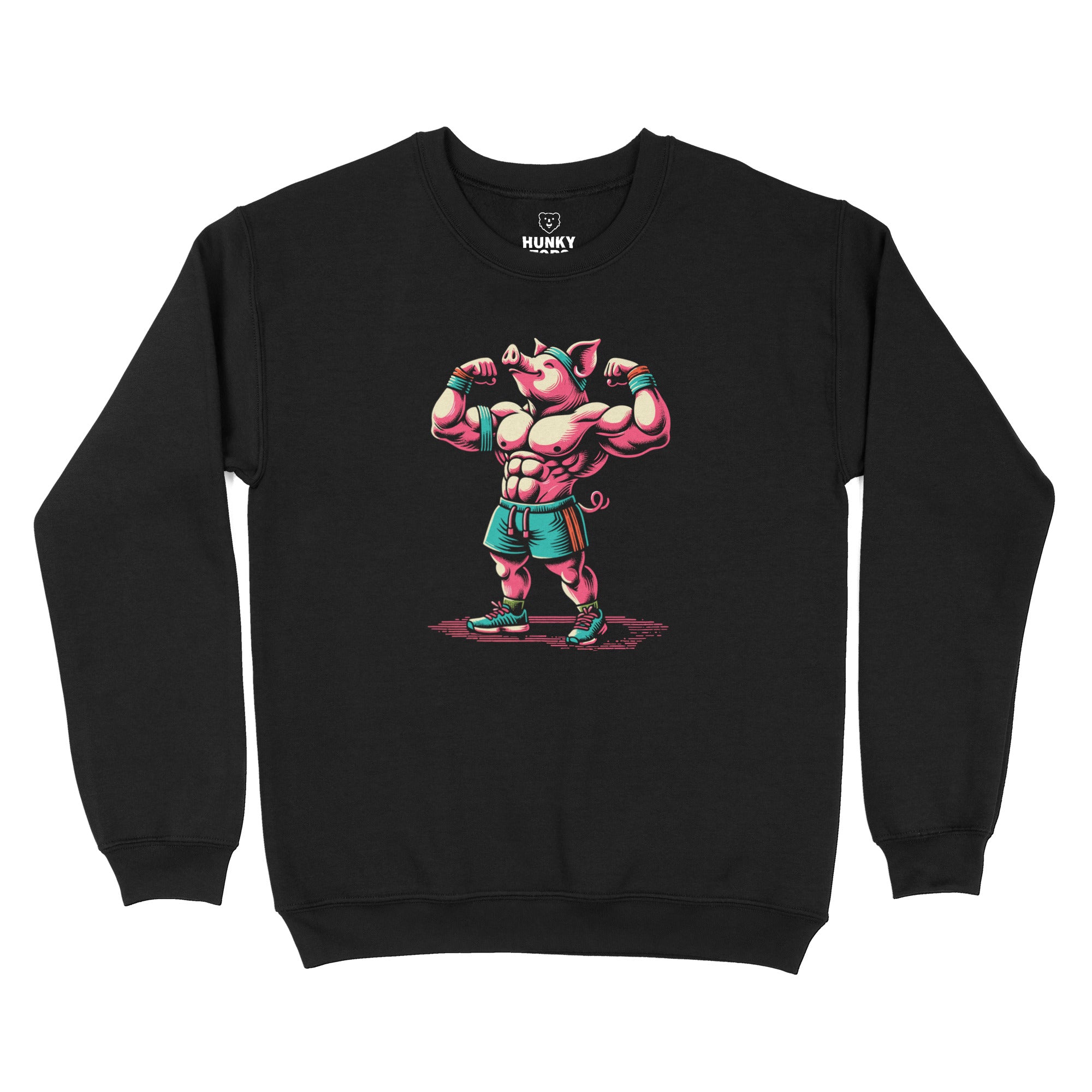 Muscle Pig Sweatshirt - Hunky Tops #color_Black