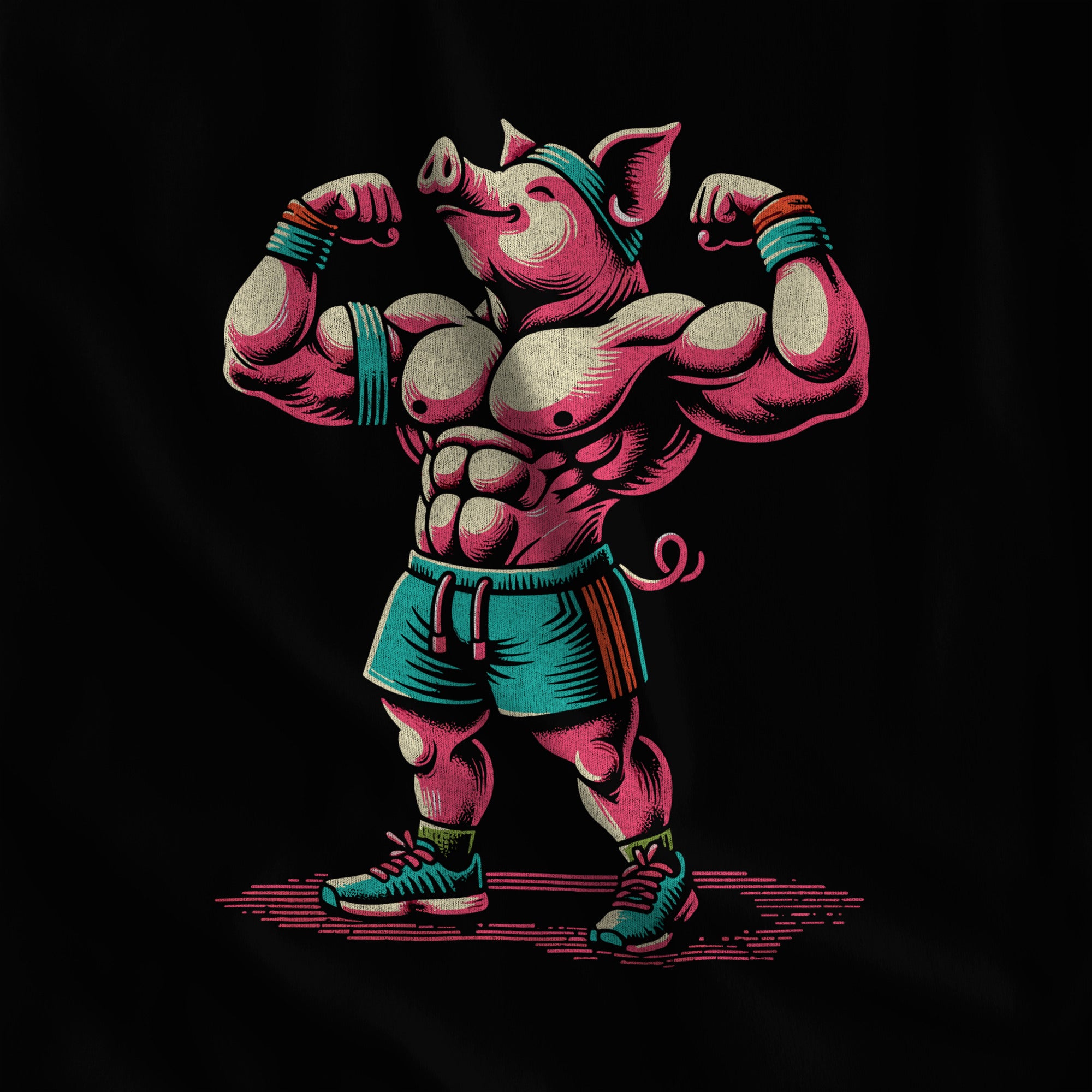 Muscle Pig Hoodie - Hunky Tops #color_Black