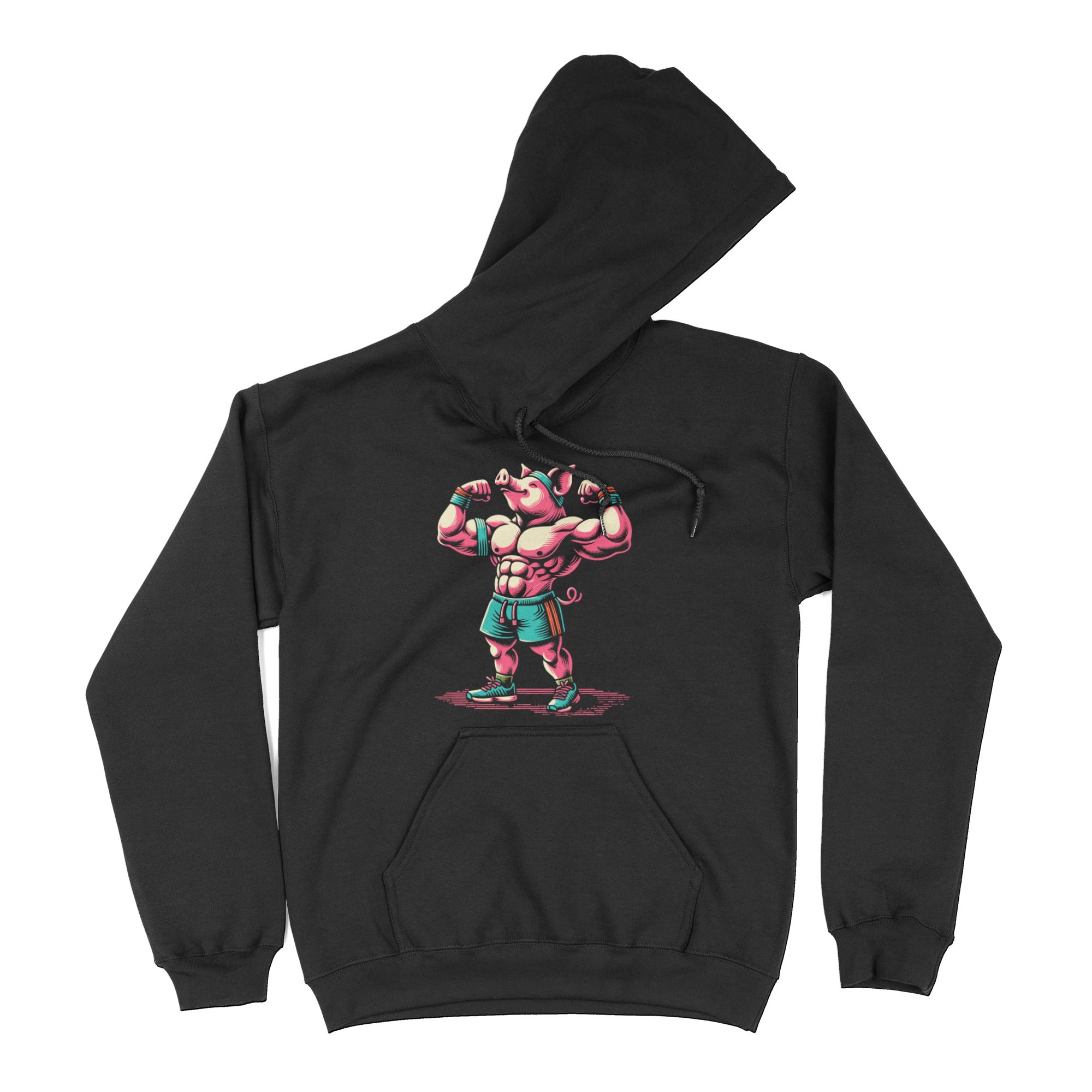 Muscle Pig Hoodie - Hunky Tops #color_Black
