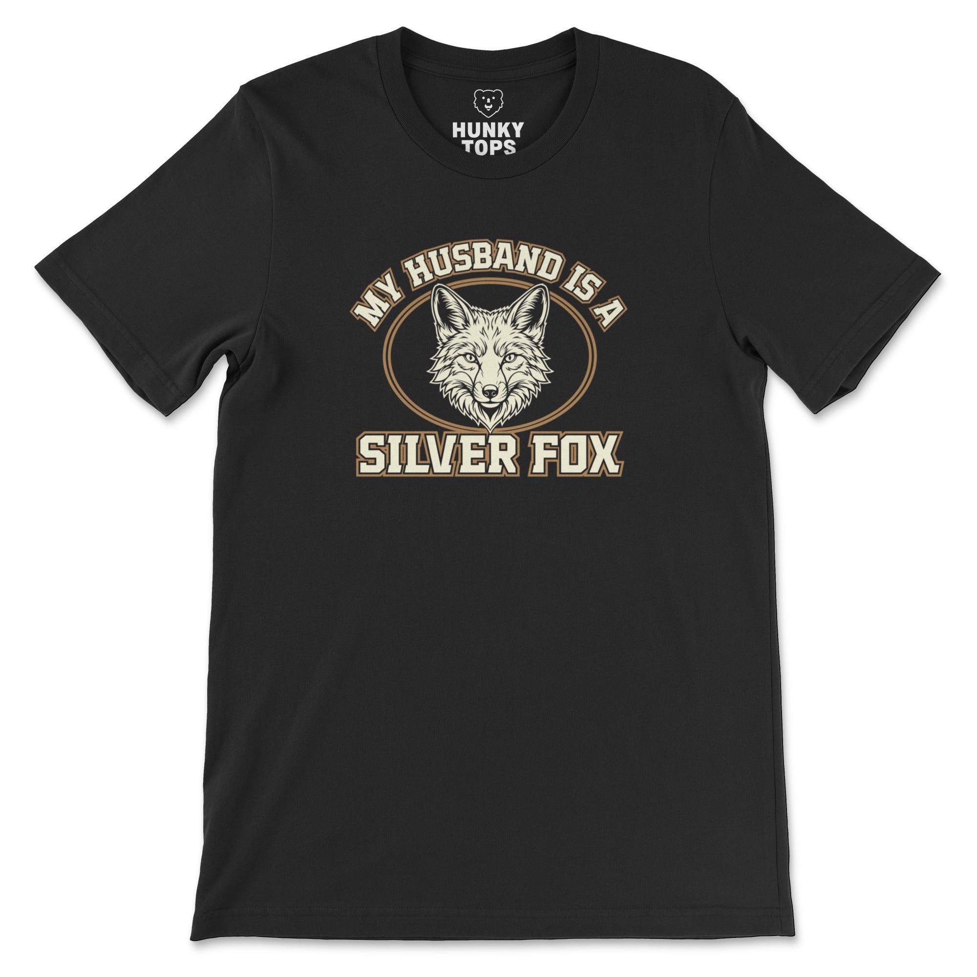 My Husband is a Silver Fox T-Shirt - Hunky Tops #color_Black
