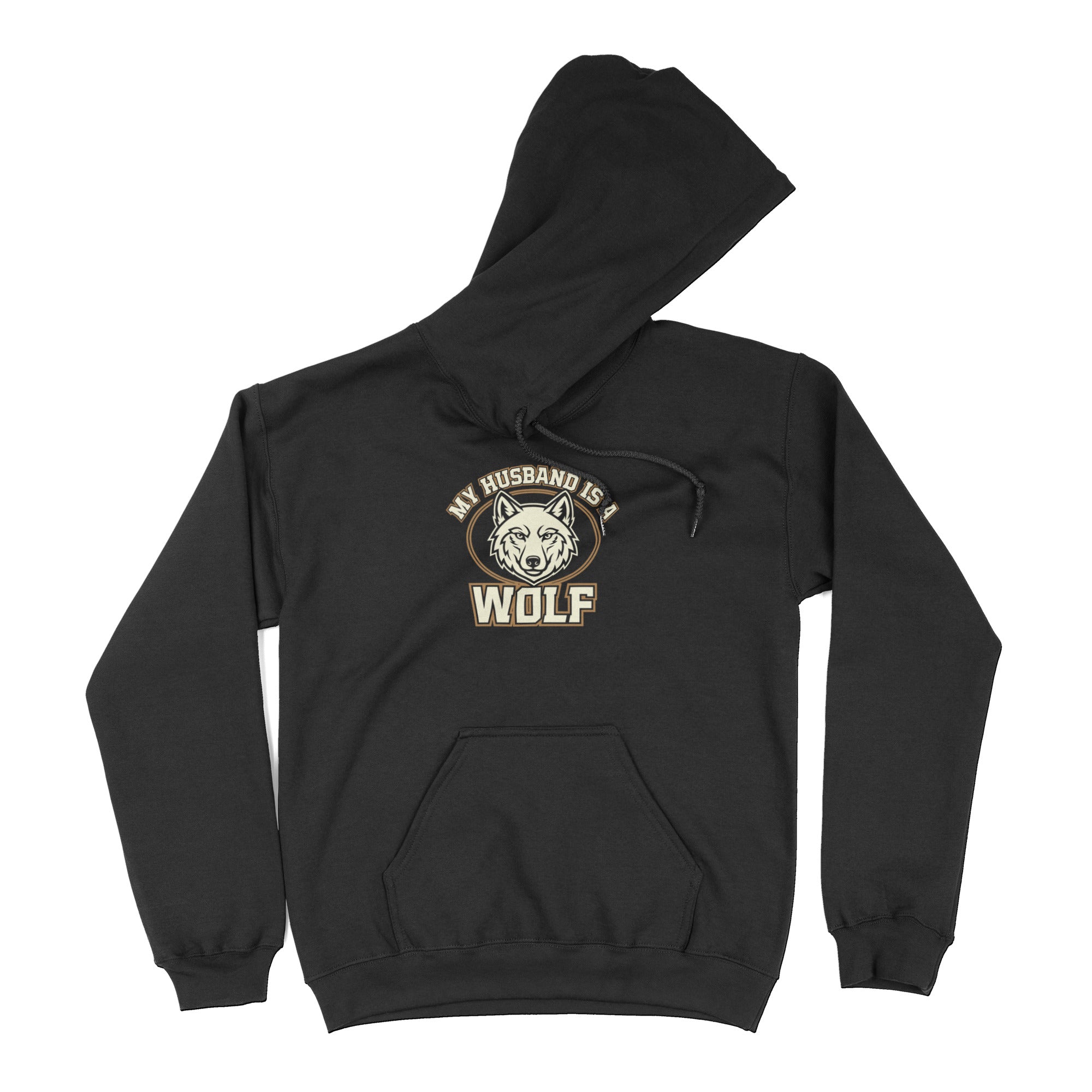 My Husband is a Wolf Hoodie - Hunky Tops #color_Black