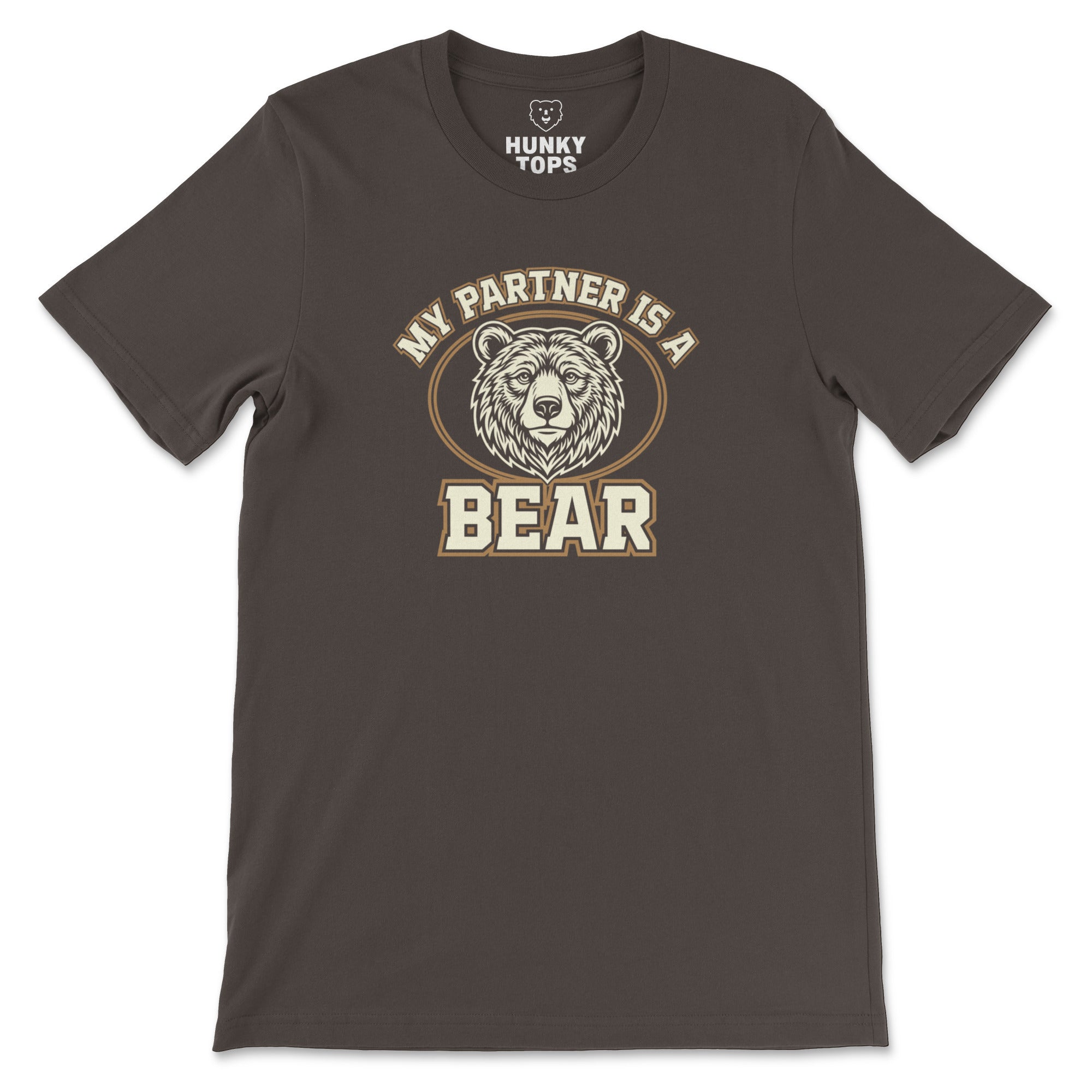 My Partner is a Bear T-Shirt - Hunky Tops #color_Brown