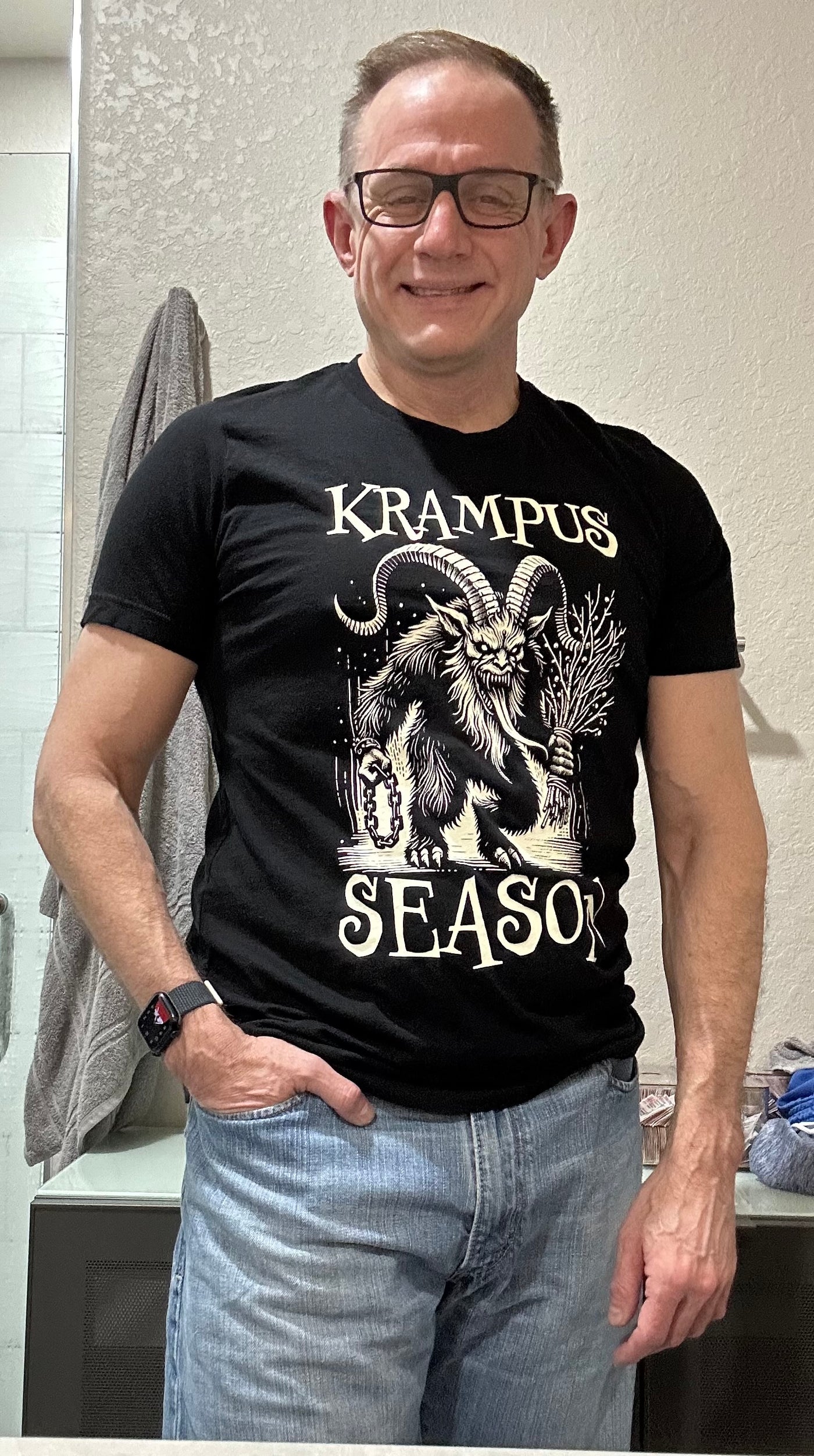 michael_d_kaiju wearing the Krampus Season Holiday T-Shirt