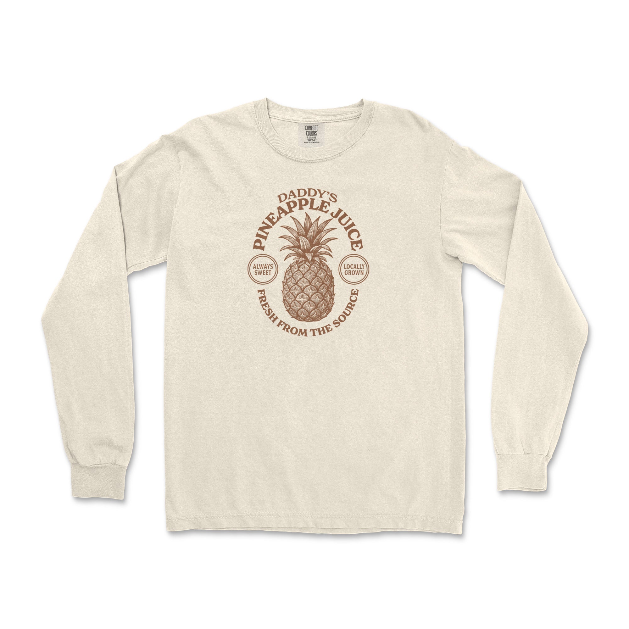 Daddy's Pineapple Juice Long-Sleeve T-Shirt - Hunky Tops #color_Ivory