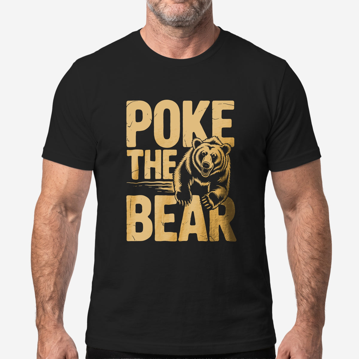 Poke The Bear T-Shirt worn by a model, black t-shirt #color_Black