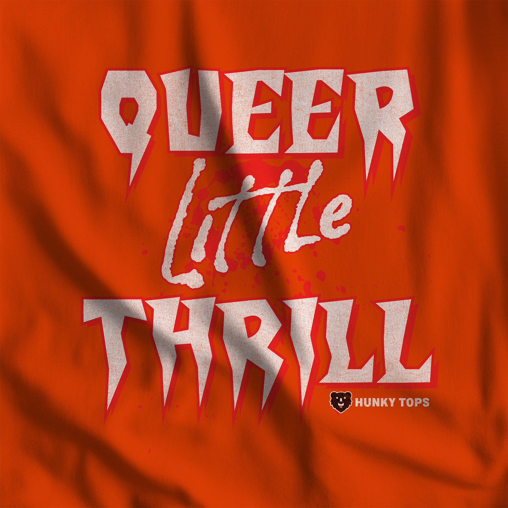 Queer Little Thrill Gay Halloween Sweatshirt - Hunky Tops #color_Orange