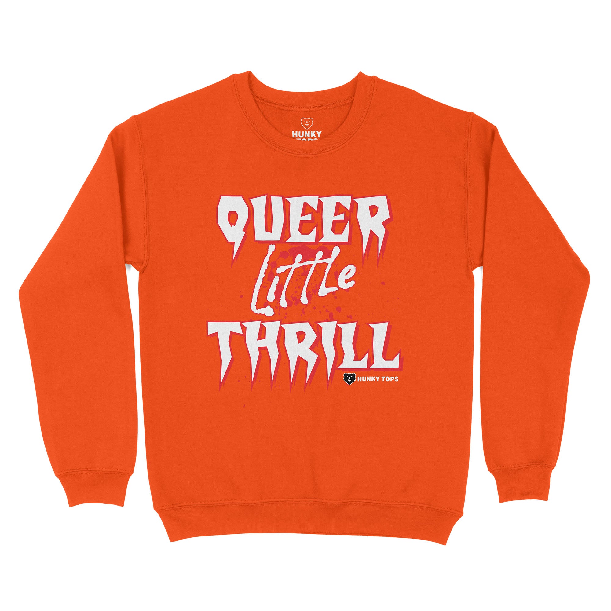 Queer Little Thrill Gay Halloween Sweatshirt - Hunky Tops #color_Orange