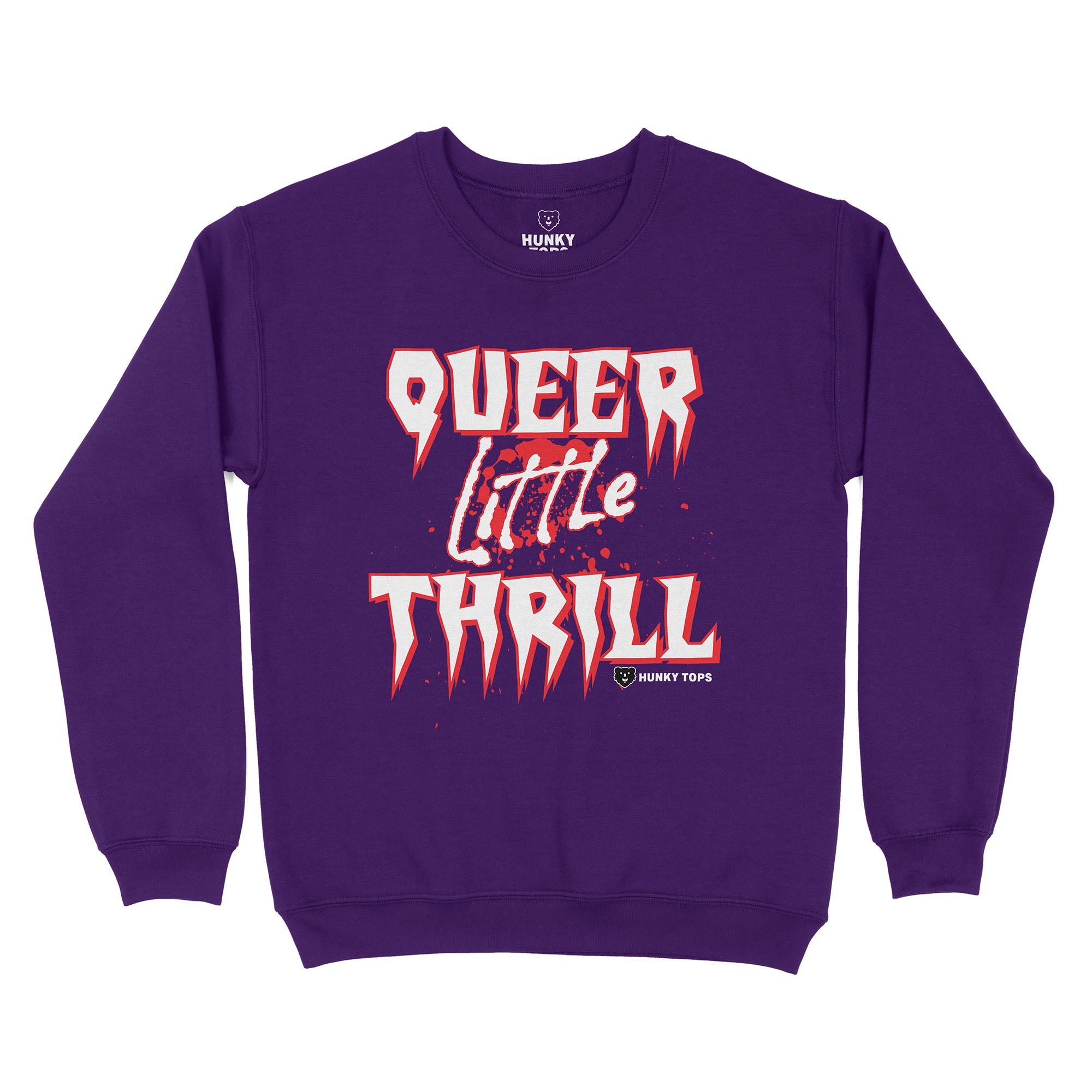 Queer Little Thrill Gay Halloween Sweatshirt - Hunky Tops #color_Purple