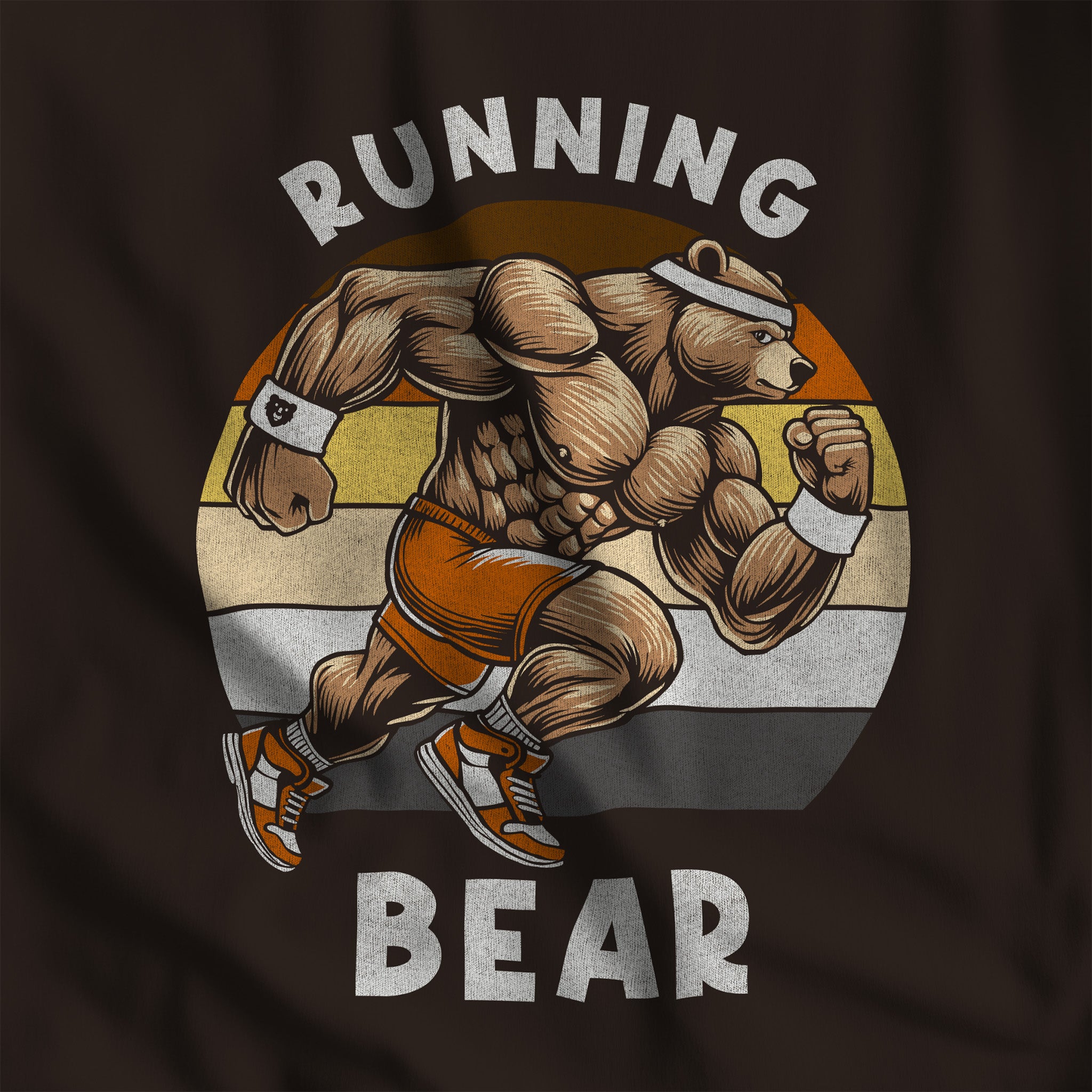 Running Bear T-Shirt - Hunky Tops #color_Brown