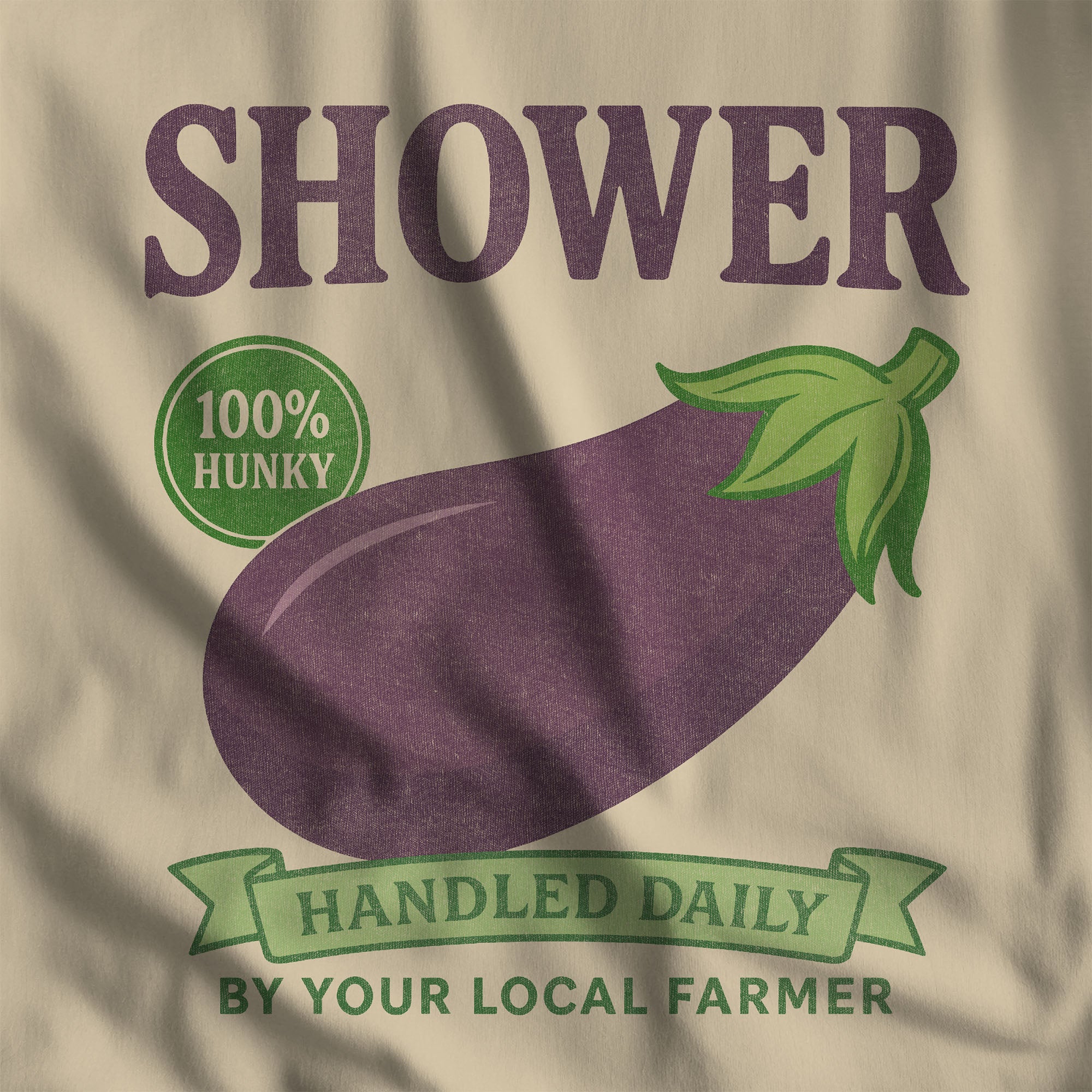 Shower Vintage Eggplant Sweatshirt - Hunky Tops #color_Sand