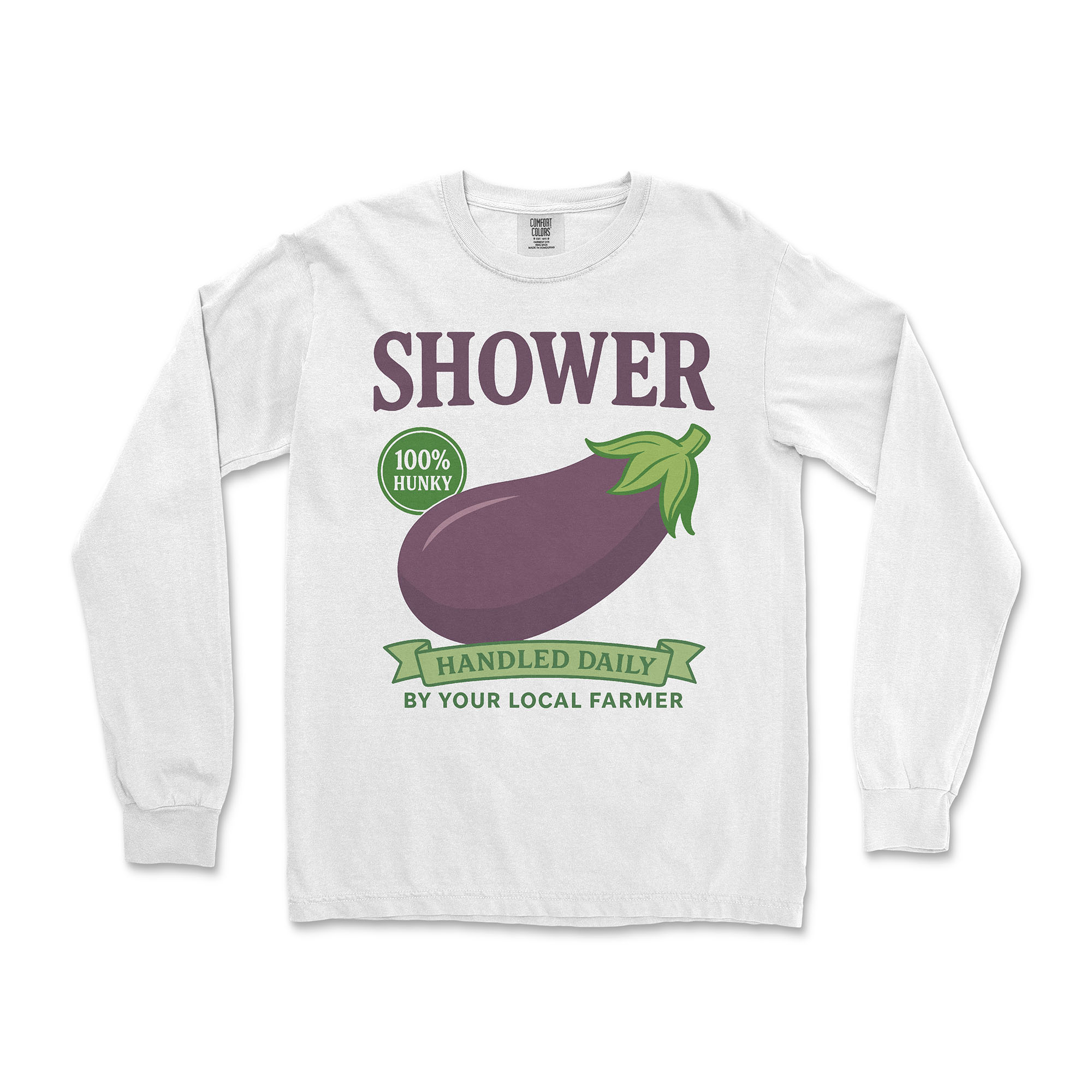 Shower Vintage Eggplant Long-Sleeve T-Shirt - Hunky Tops #color_White