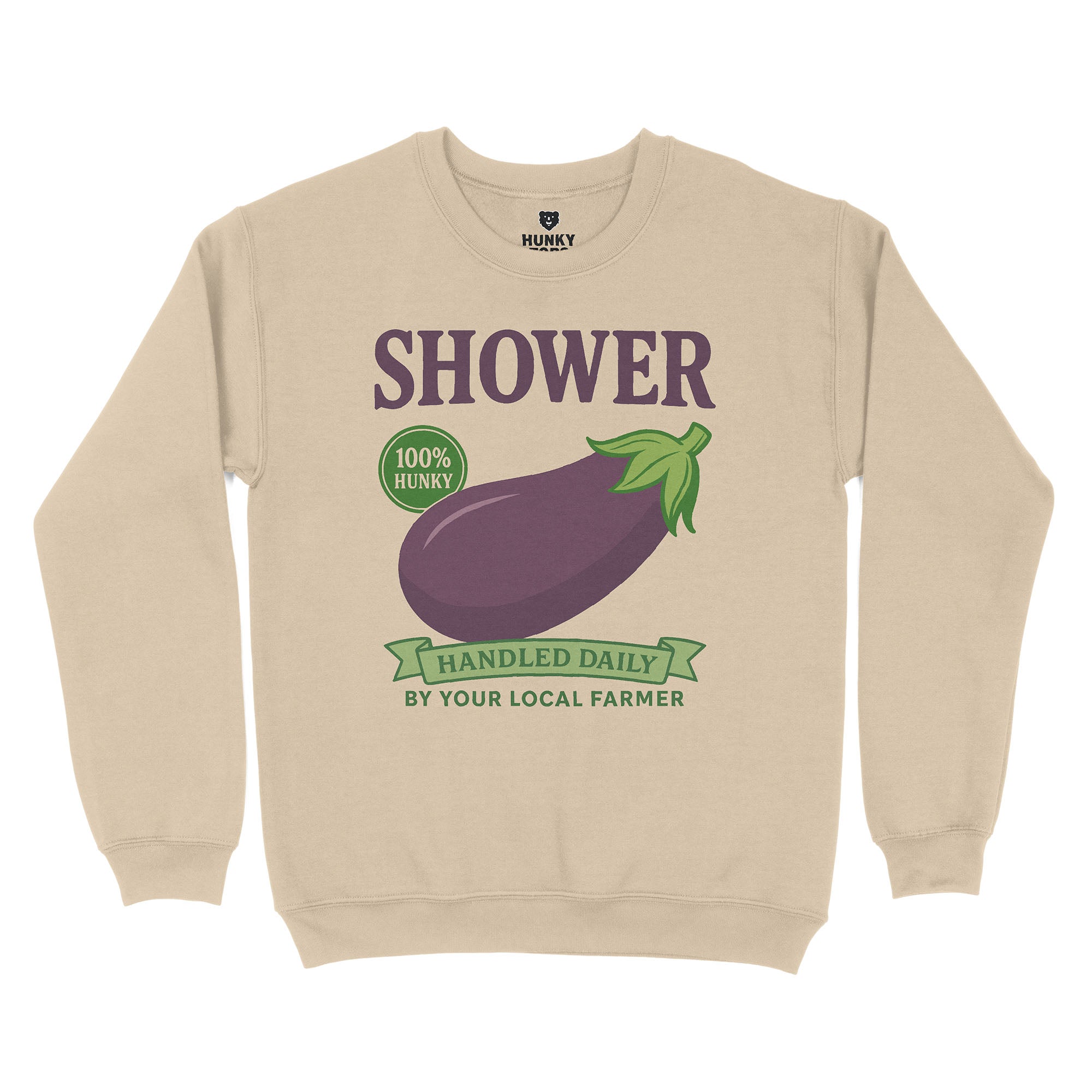 Shower Vintage Eggplant Sweatshirt - Hunky Tops #color_Sand