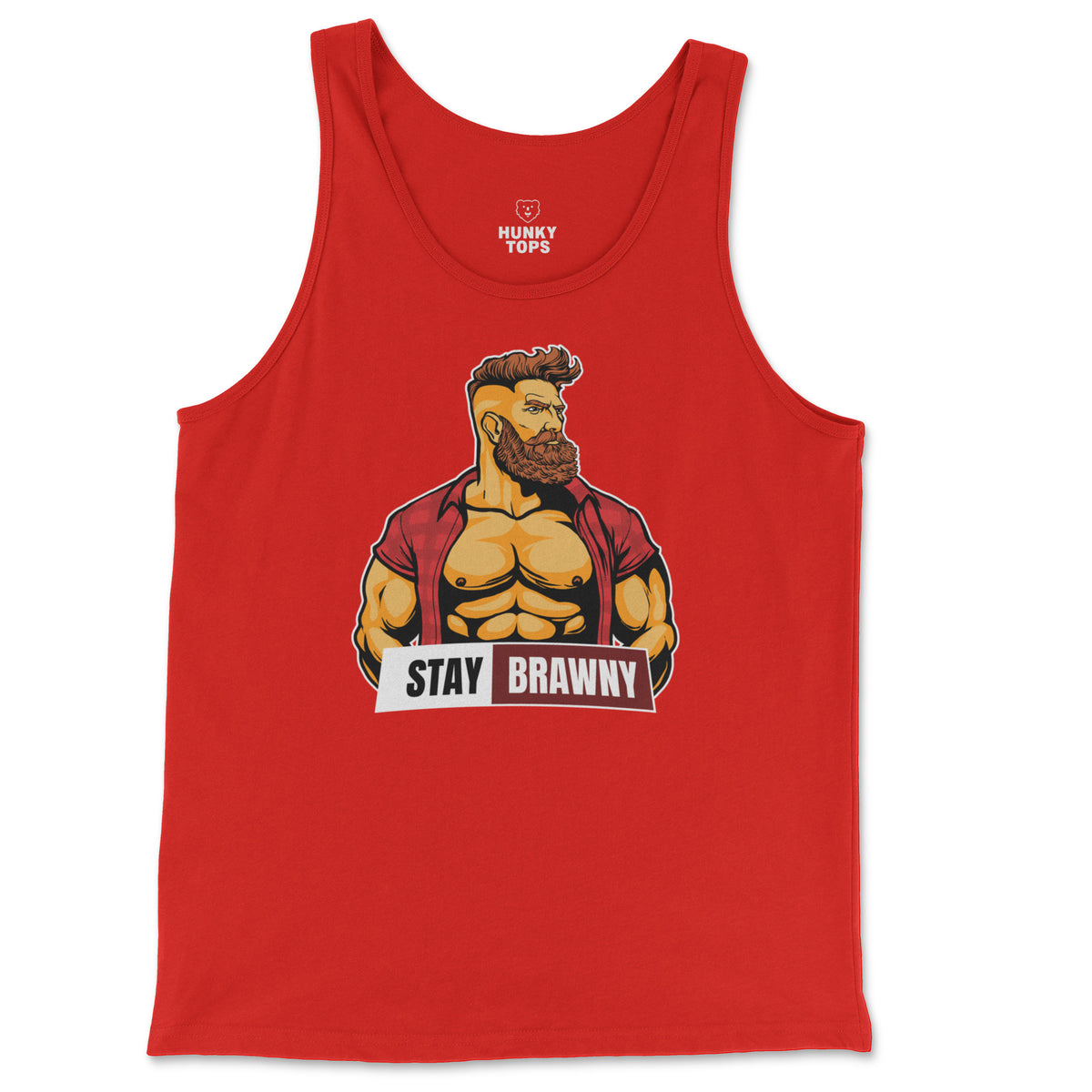 Stay Brawny Tank Top - Hunky Tops #color_Red