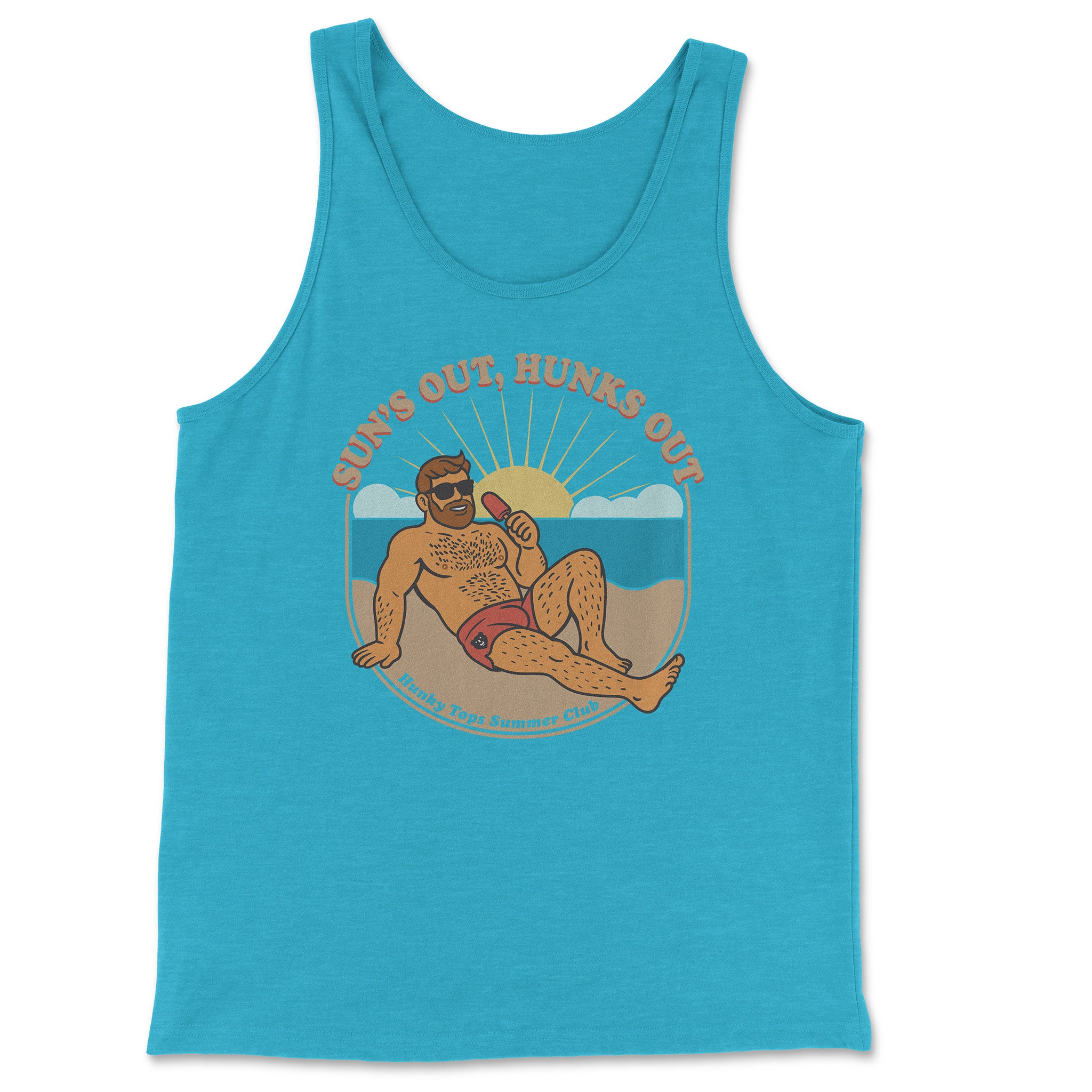 Sun's Out, Hunks Out Tank Top - Hunky Tops #color_Aqua TriBlend