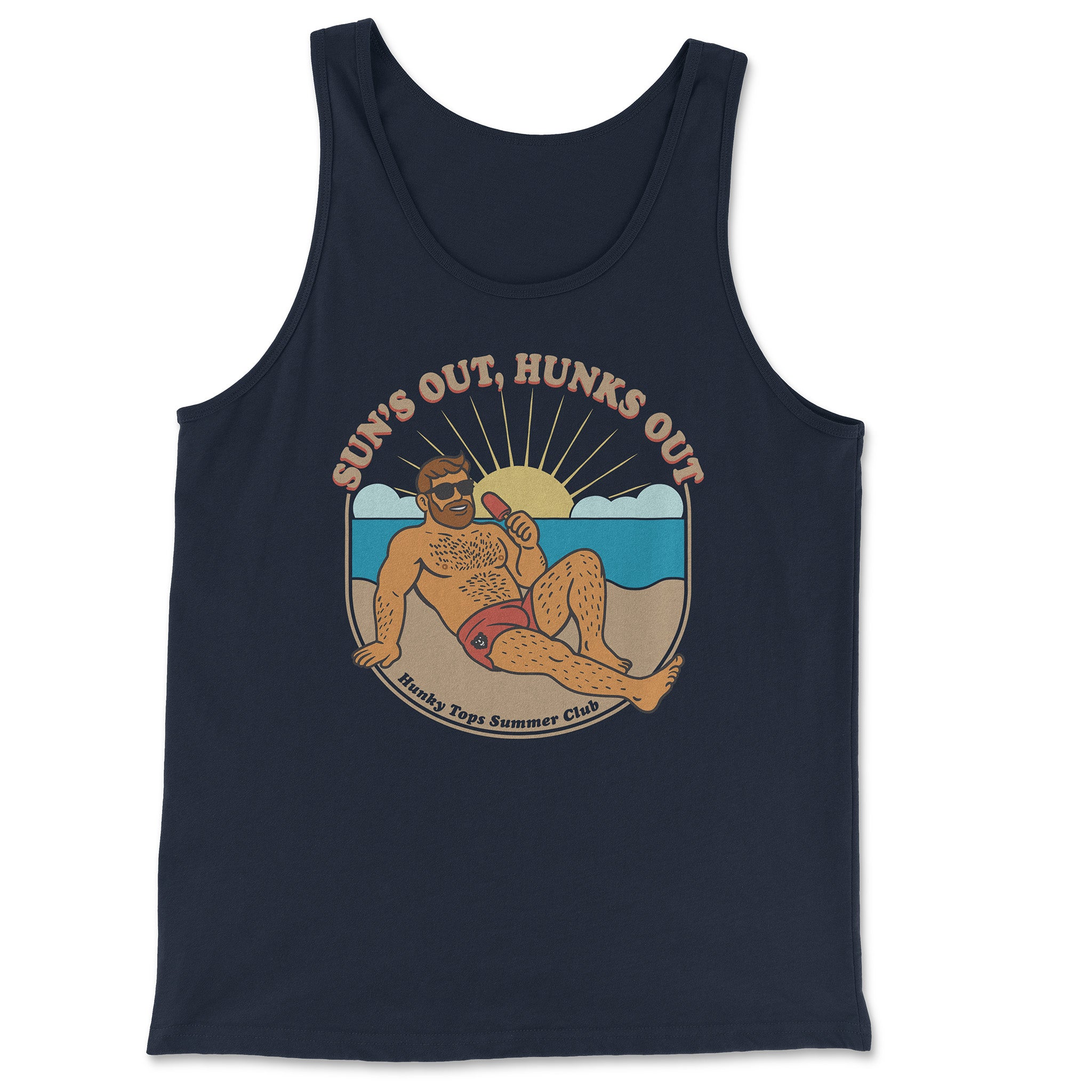 Sun's Out, Hunks Out Tank Top - Hunky Tops #color_Navy
