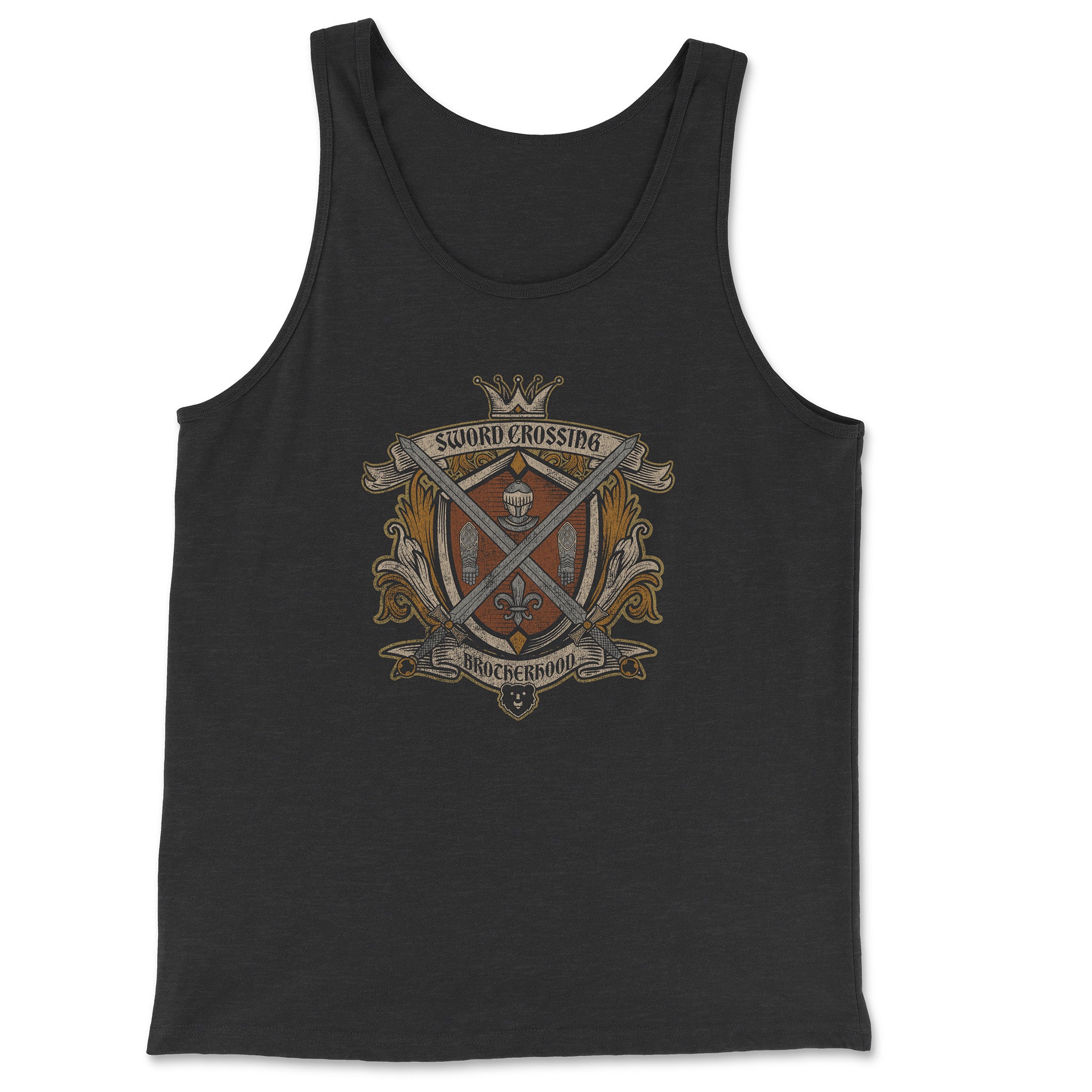 Sword Crossing Brotherhood Tank Top - Hunky Tops #color_Charcoal Black TriBlend