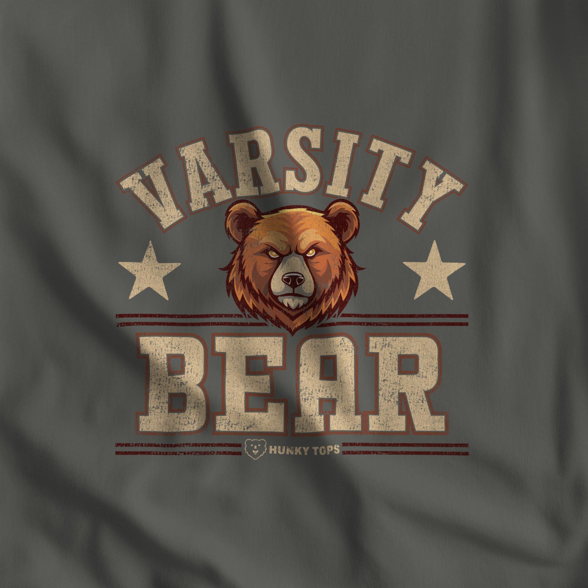 Varsity Bear Long-Sleeve T-Shirt - Hunky Tops #color_Pepper