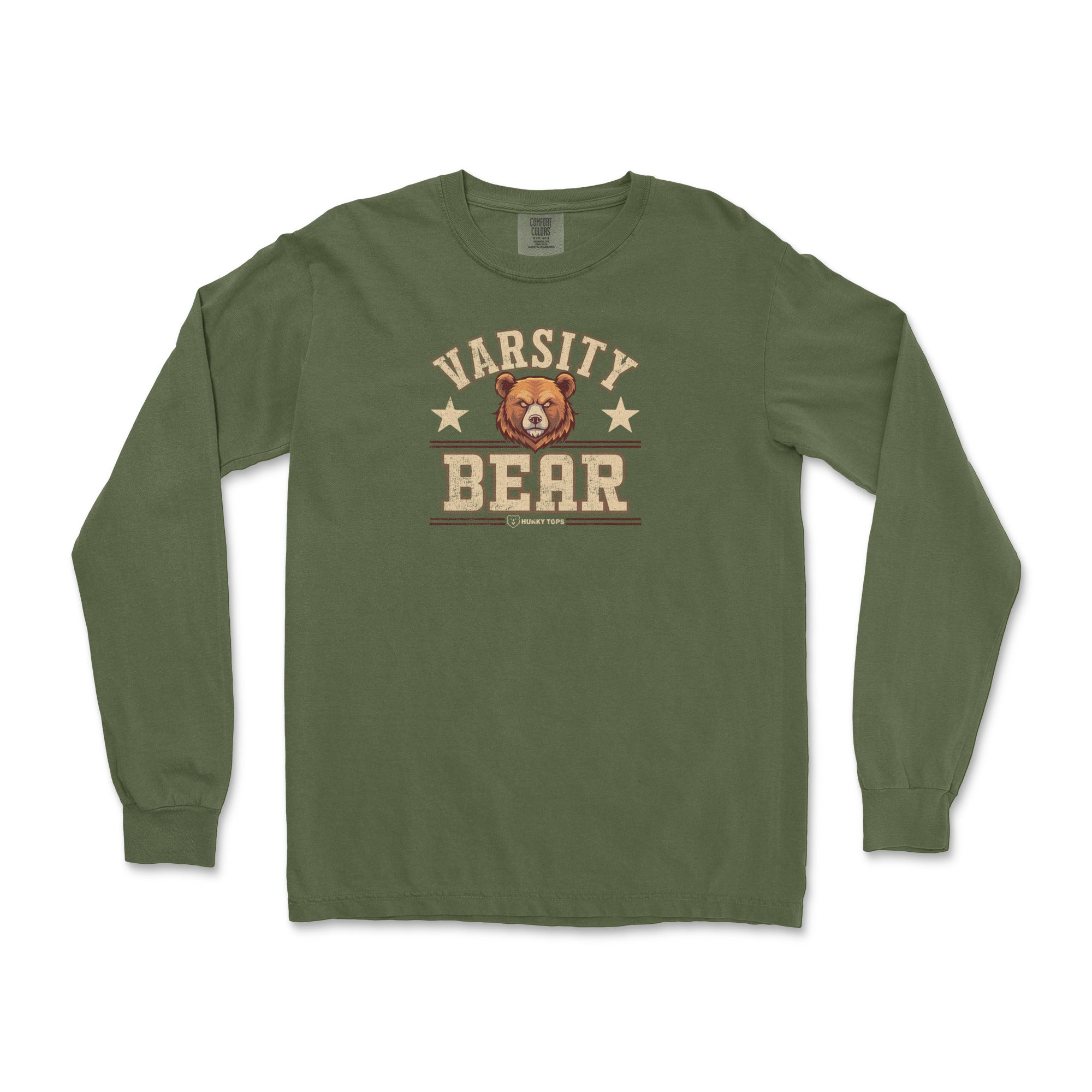 Varsity Bear Long-Sleeve T-Shirt - Hunky Tops #color_Hemp