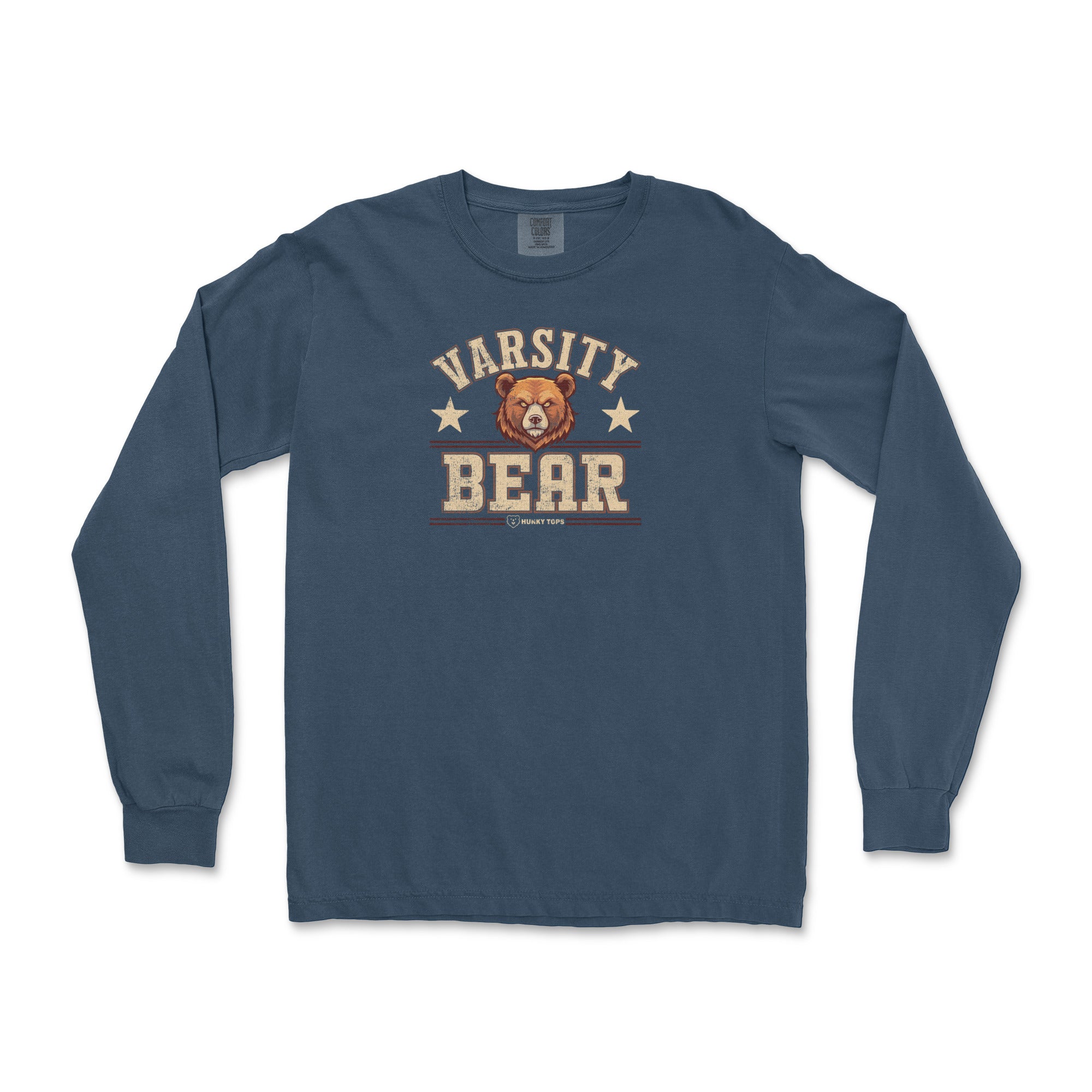 Varsity Bear Long-Sleeve T-Shirt - Hunky Tops #color_True Navy