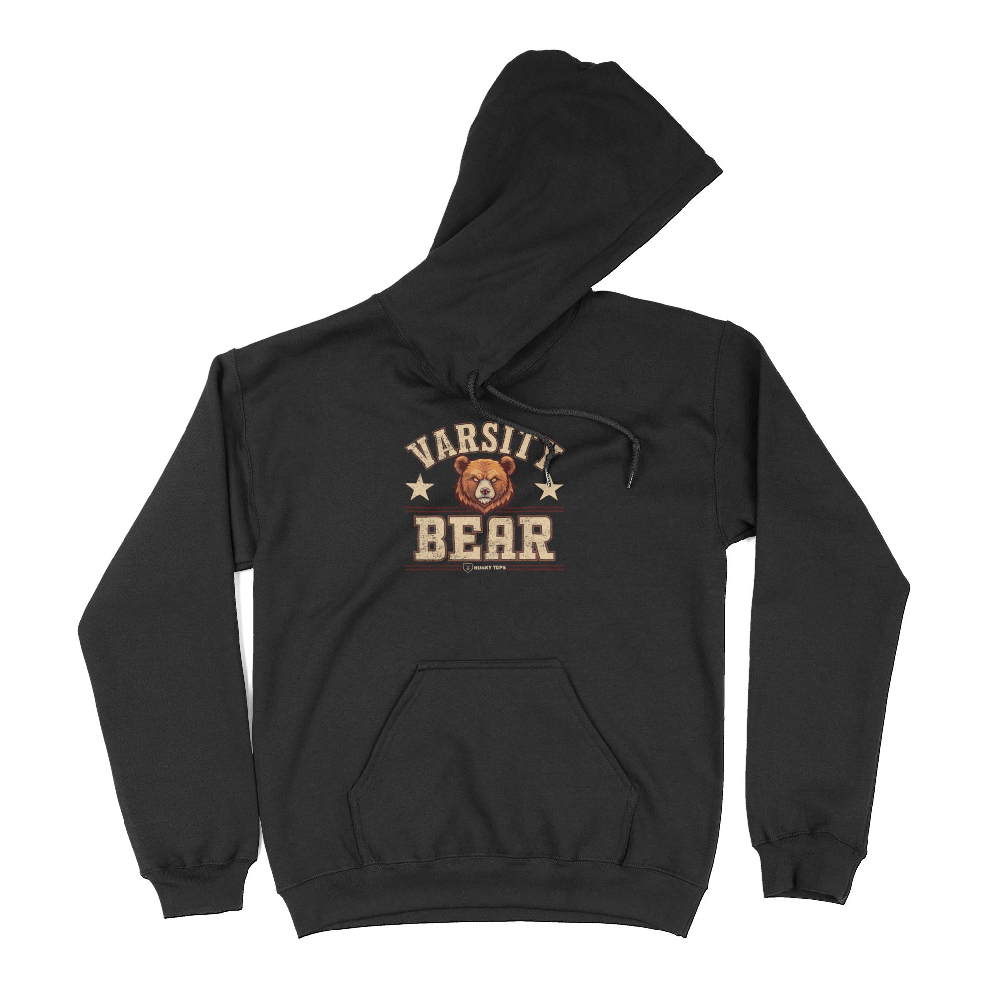 Varsity Bear Hoodie - Hunky Tops #color_Black