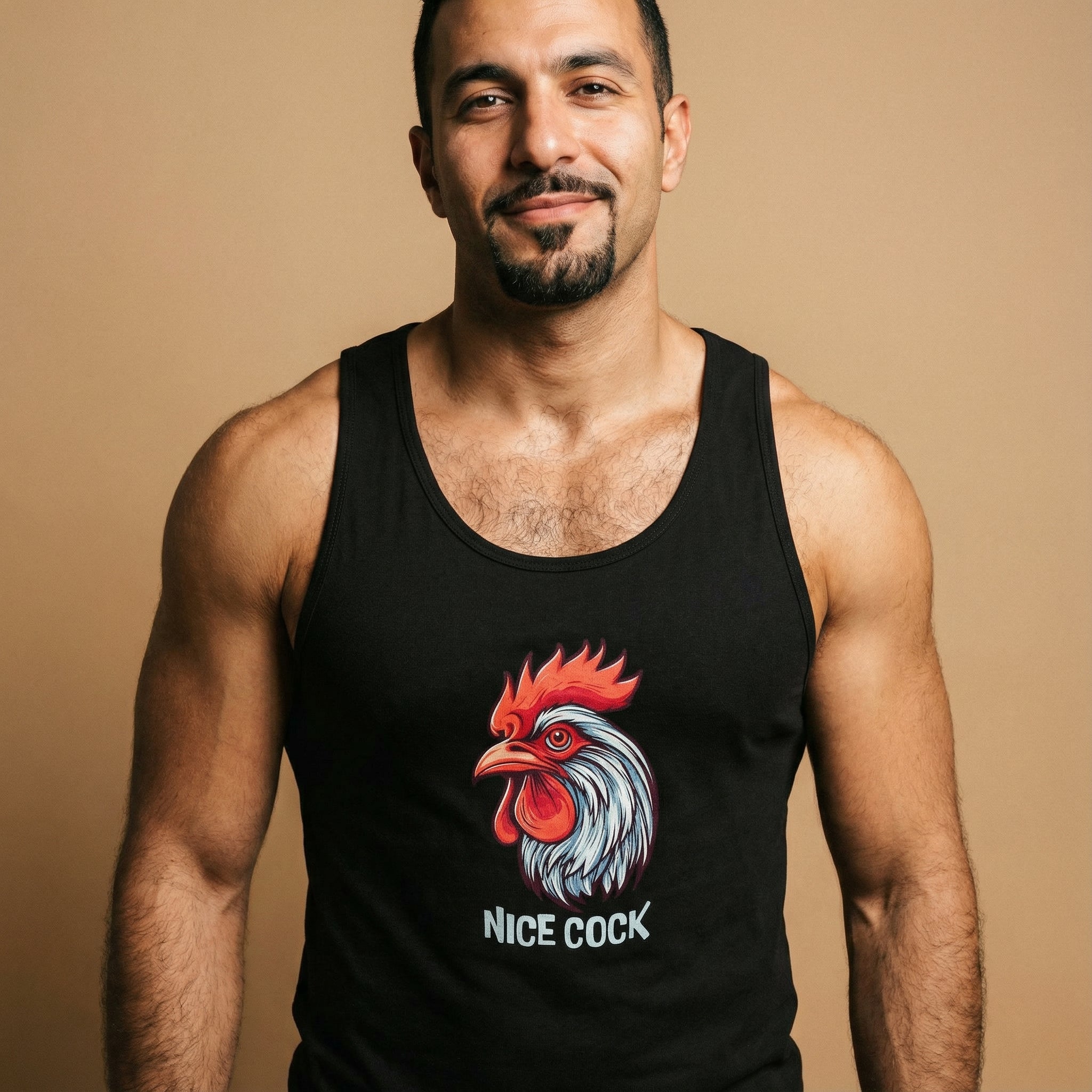 "Nice Cock" Rooster Tank Top #color_Black