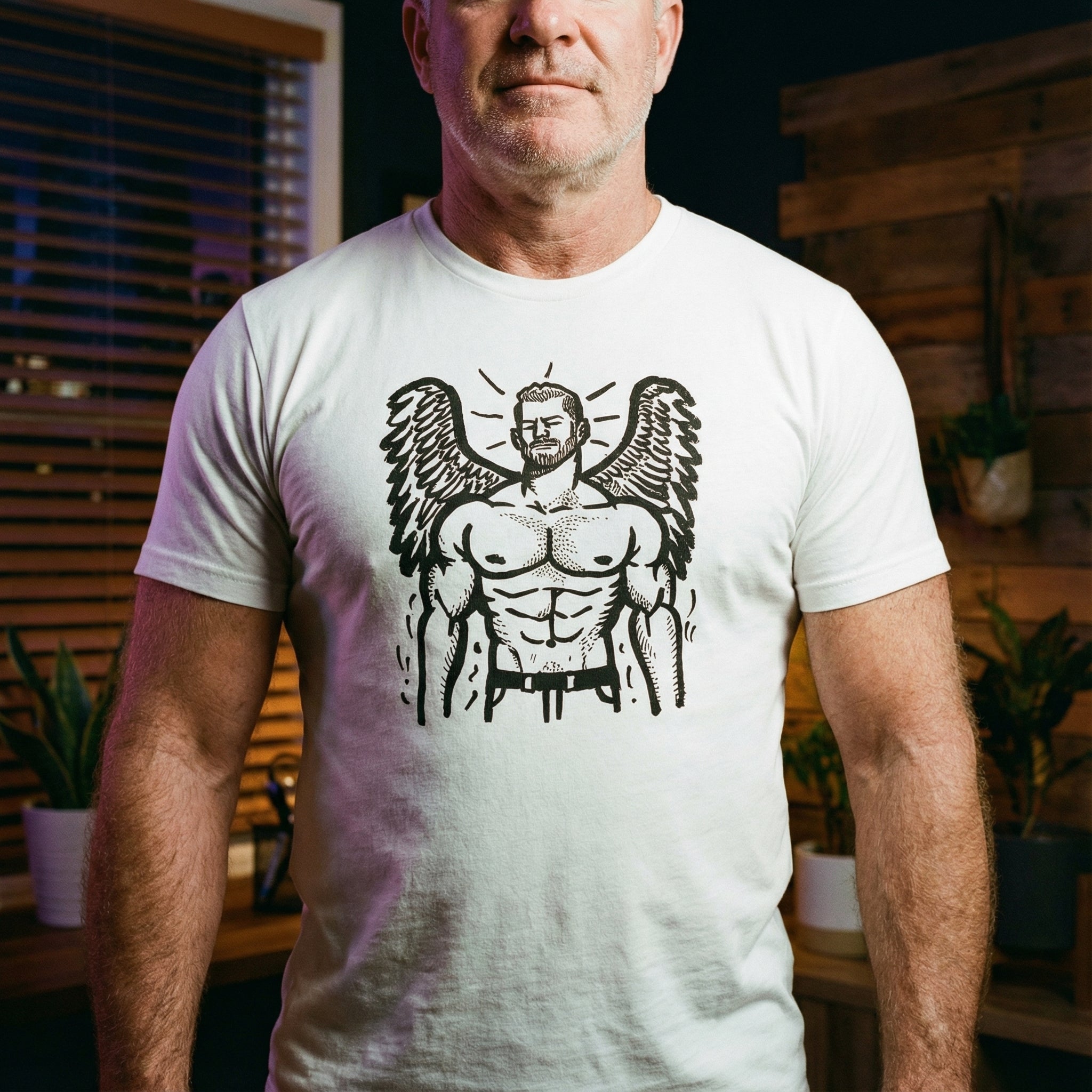 Heavenly Hunk Angel T-Shirt #color_White