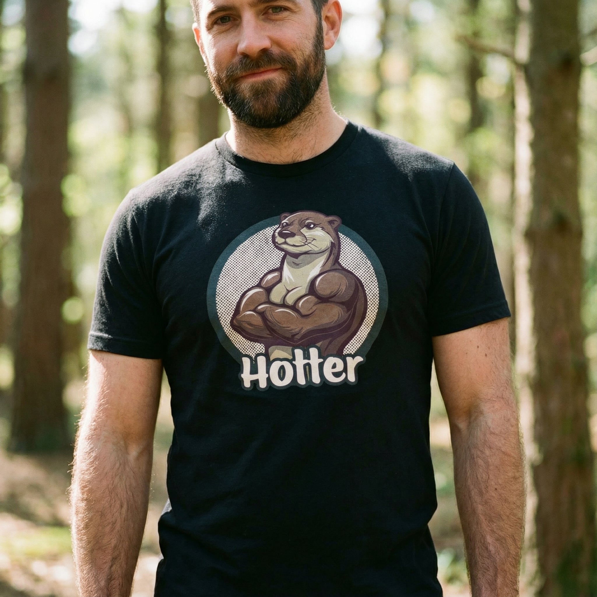 Hotter Muscular Otter T-Shirt #color_Black