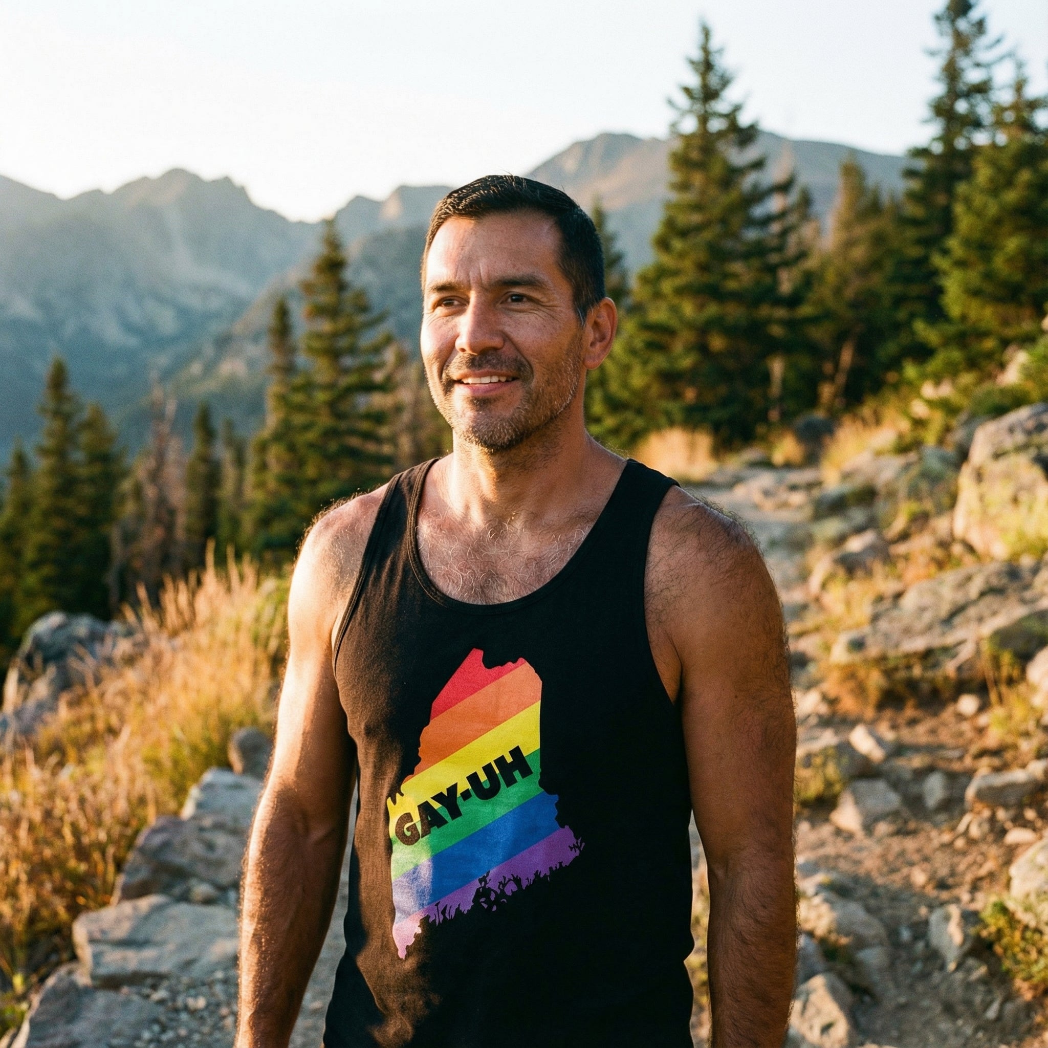 "Gay-Uh" Gay Maine Tank Top #color_Black